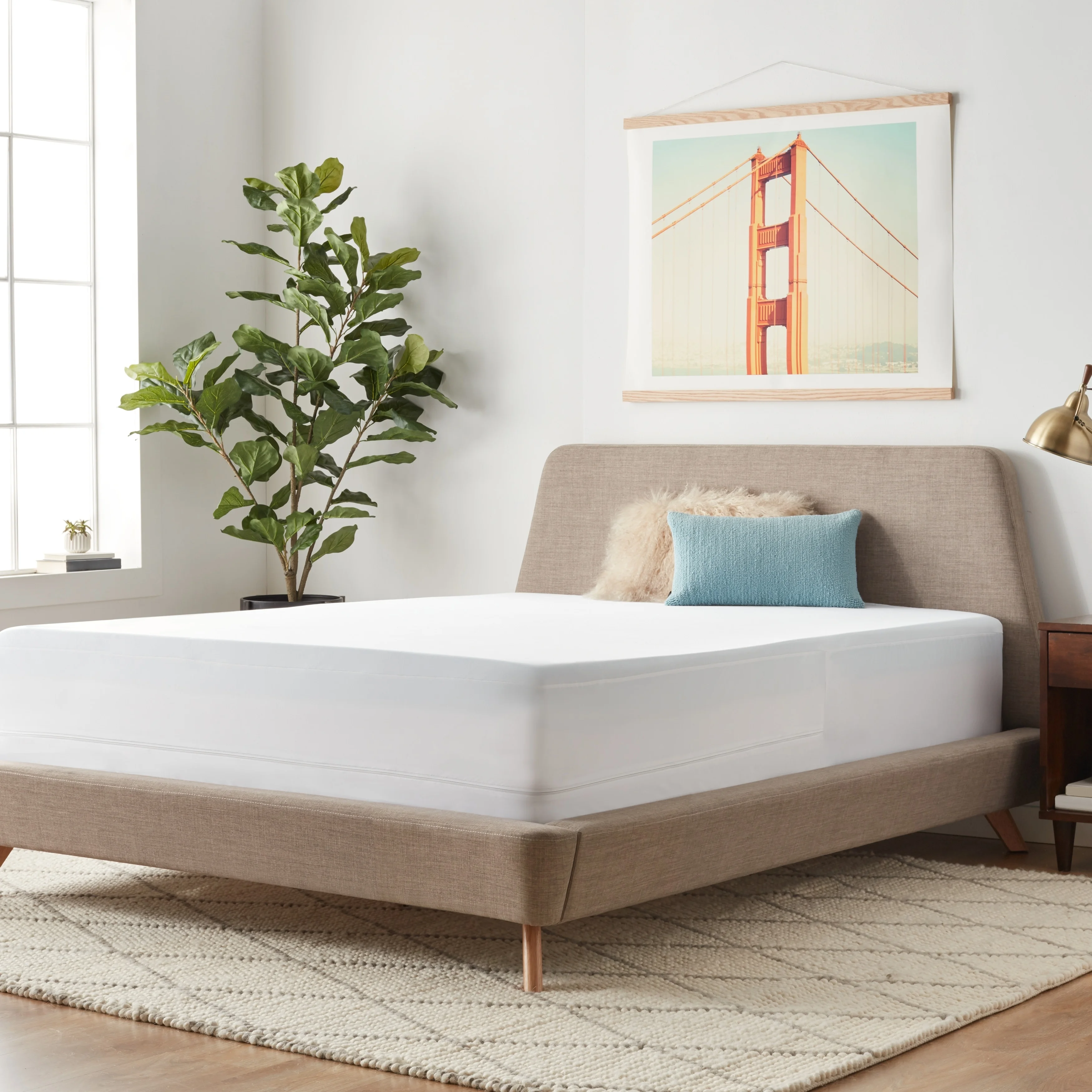 Lucid Comfort Collection 4-Inch Gel Memory Foam Mattress Topper with Encasement Mattress Protector