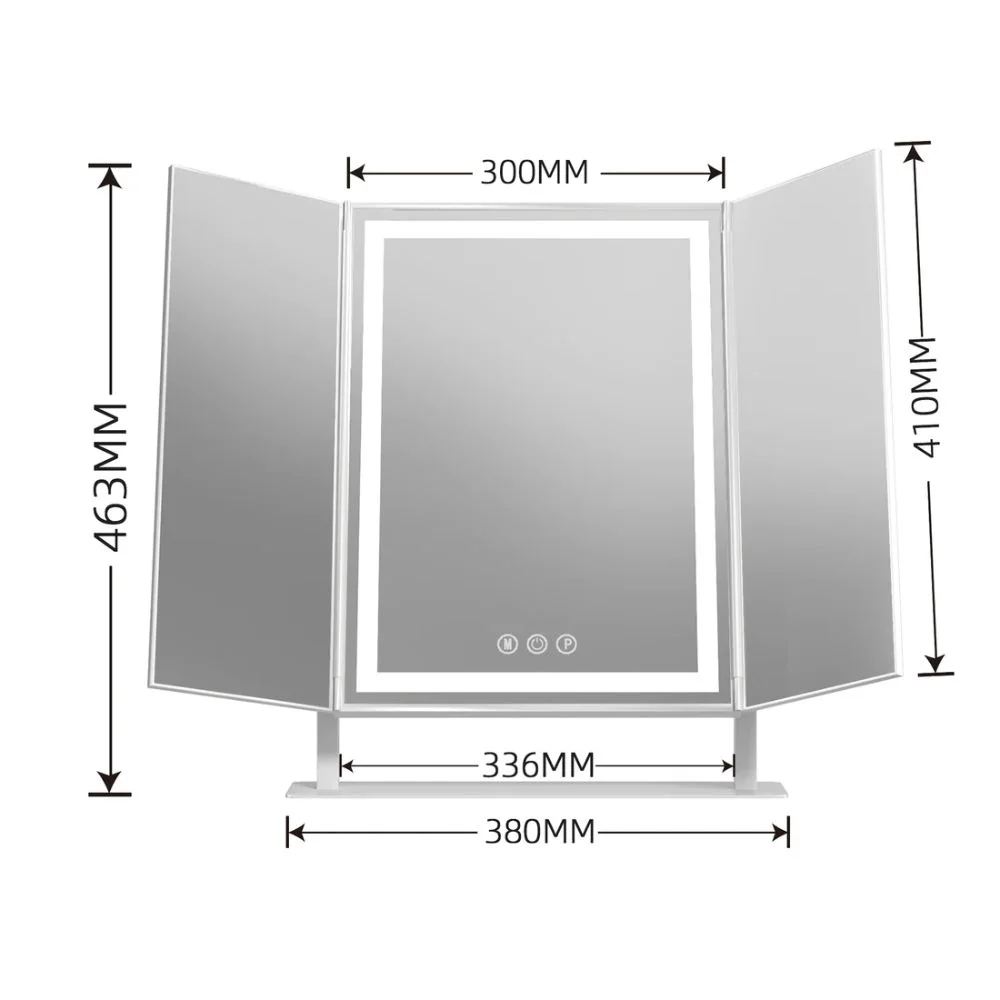 Impressions Vanity Lavish Trifold LED Tri Tone Makeup Mirror, 360 Degree Tilt Desk Mirror (Rose Gold)