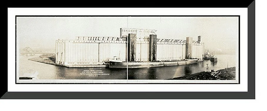 Historic Framed Print, NY Buffalo Grain Elevators 191, 36-3/8