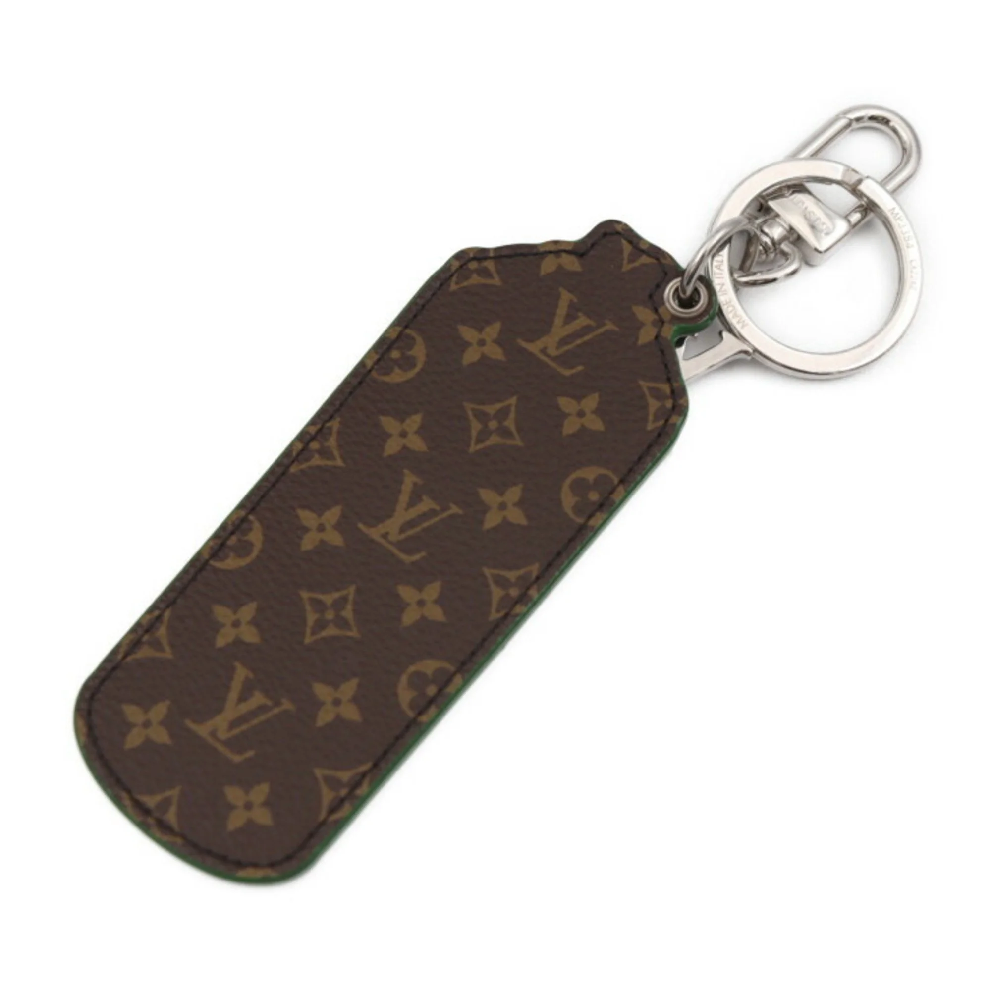 Pre-Owned LOUIS VUITTON Louis Vuitton Portocre LV paint key holder MP3384 monogram canvas leather brown white green silver metal fittings ring bag charm (Good)