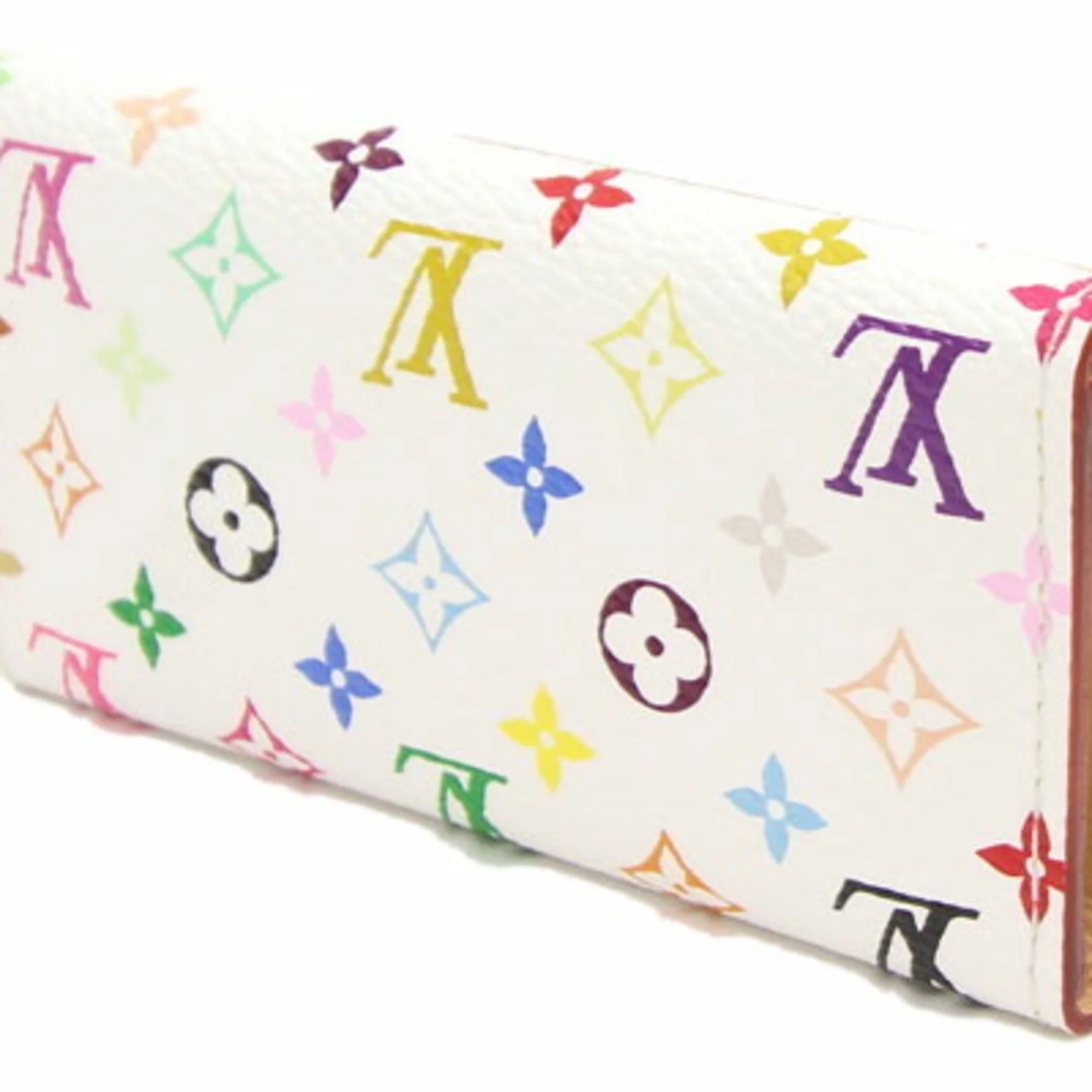 Pre-Owned Louis Vuitton Quadruple Key Case Monogram Multicolor 4 M60043 Bron Keychain Keyring White Ladies (Like New)