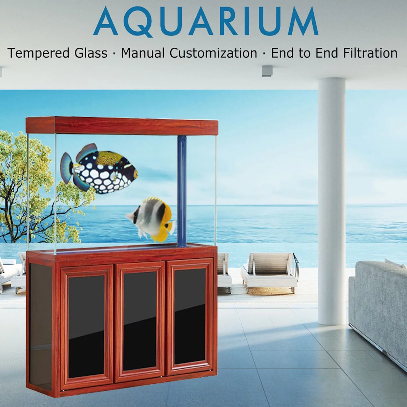 Aqua Dream 175 Gallon Tempered Glass All-in-one Aquarium Redwood