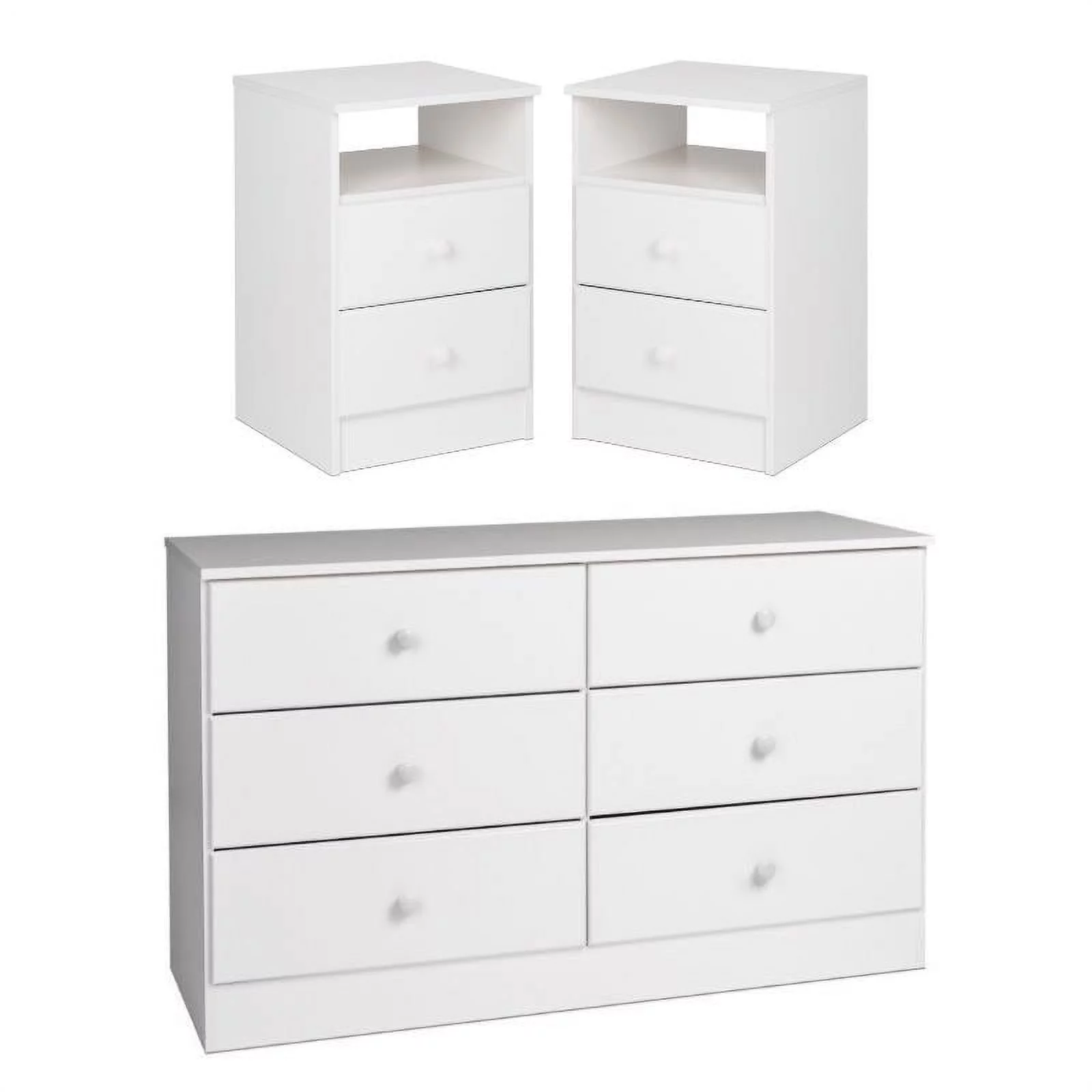 Home Square 3-Piece Set with 2 2-Drawer Nightstands & 6-Drawer Double Dresser