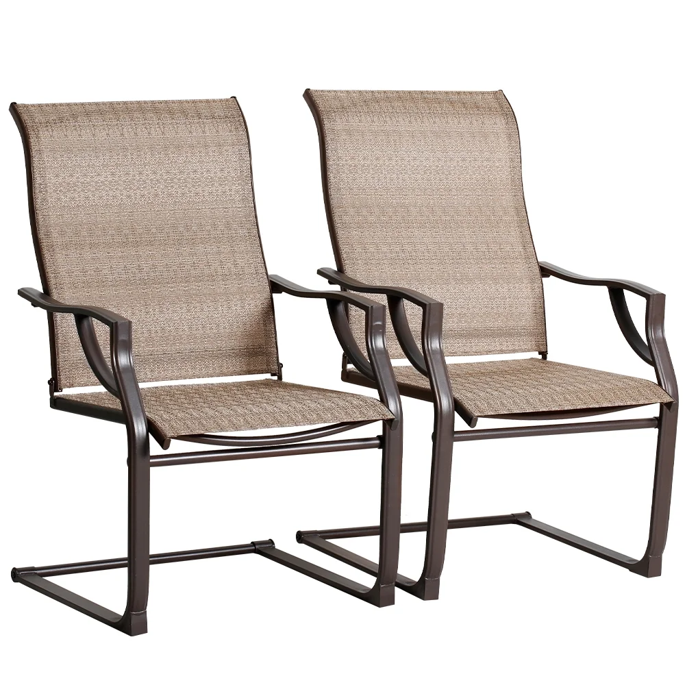 BALI OUTDOORS Patio Dining Chairs All-Weather Spring Motion Textilene Patio Furniture, Set of 2
