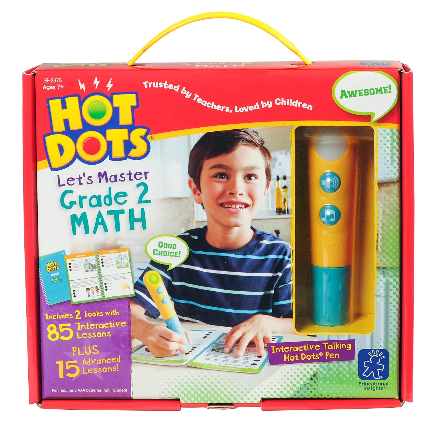Educational Insights Hot Dots Let's Master Grade 2 Math Set with Talking Pen