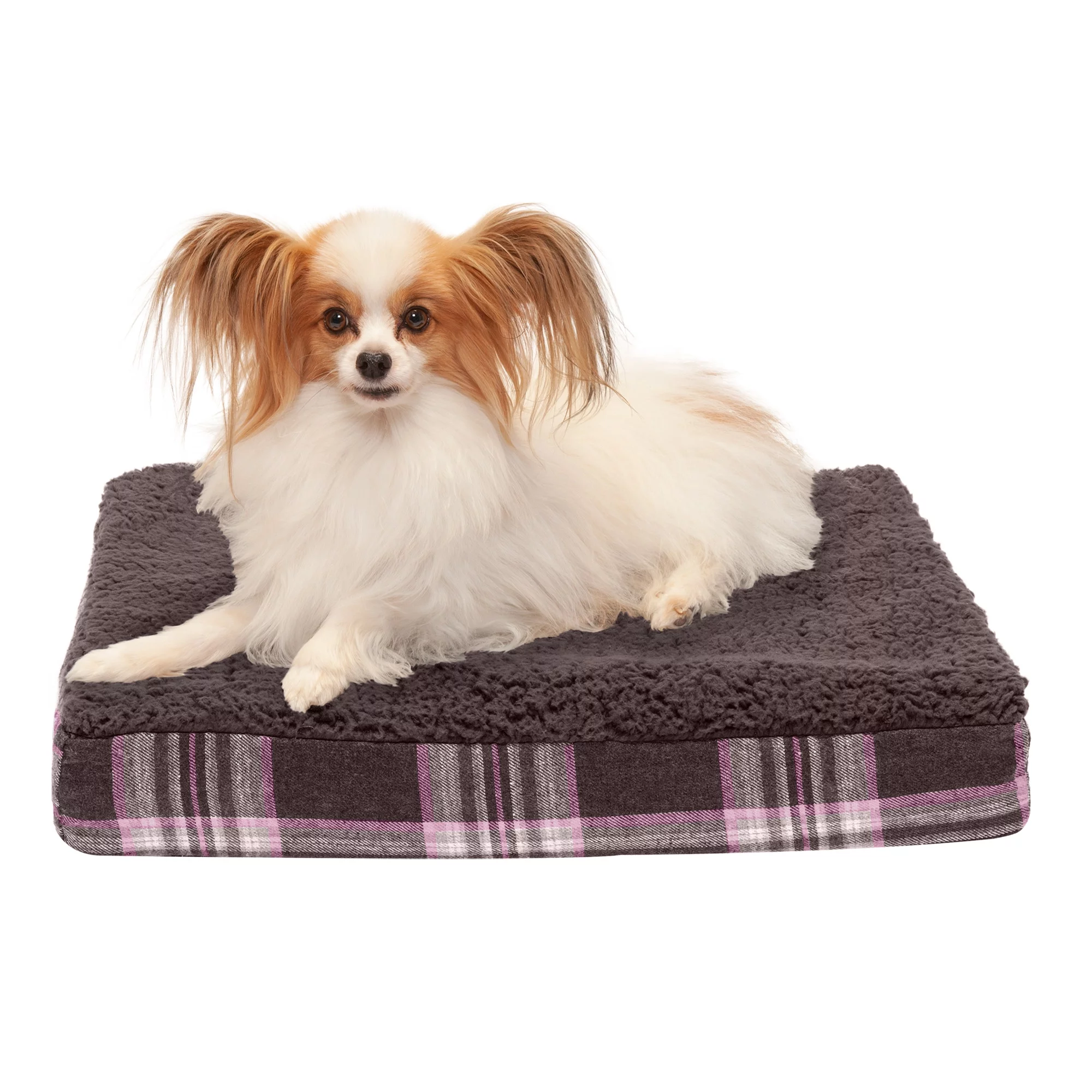 FurHaven Pet Dog Bed | Deluxe Orthopedic Plaid Mattress Pet Bed for Dogs & Cats, Java Brown, Small
