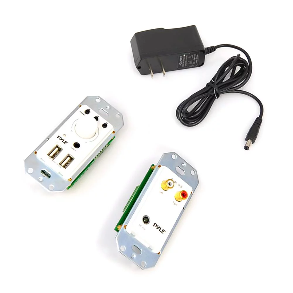 PYLE PWPBT67 - In-Wall Bluetooth Audio Receiver, Dual USB Device Charger & Aux Input for Sound Systems