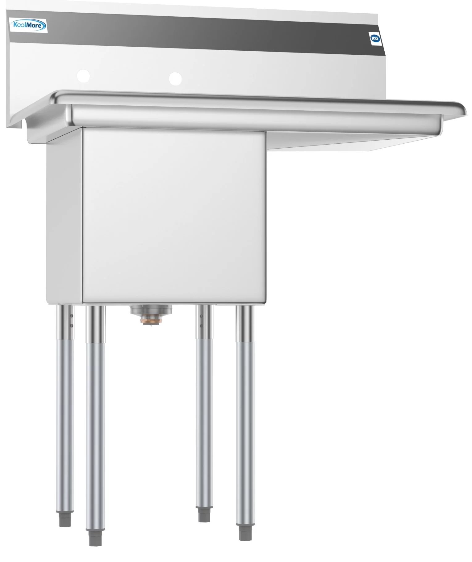 KoolMore 48 in. Two Compartment Stainless Steel Commercial Sink with Drainboard, Bowl Size 15