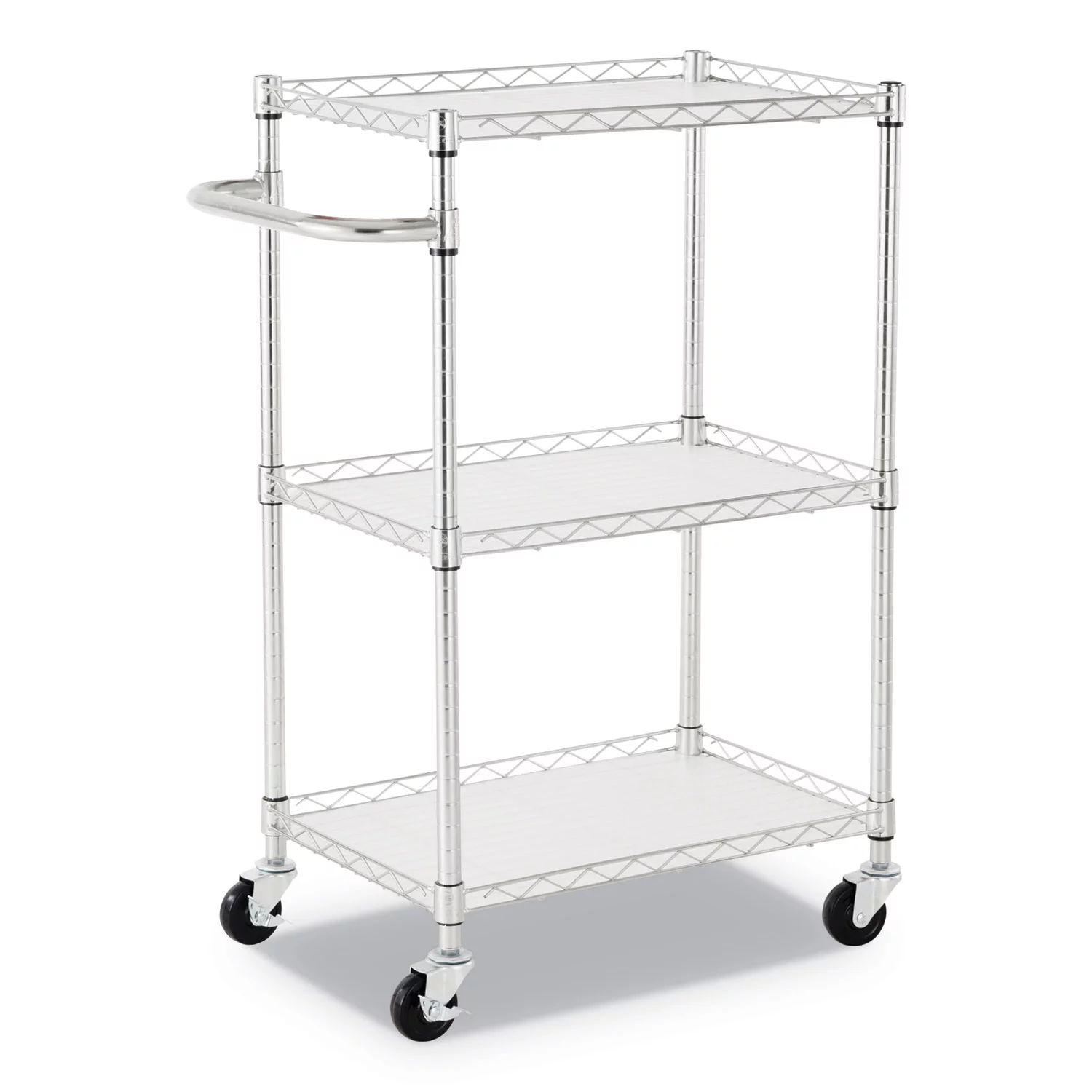 Alera 3-shelf Wire Cart With Liners, 24w X 16d X 39h, Silver, 500-lb Capacity
