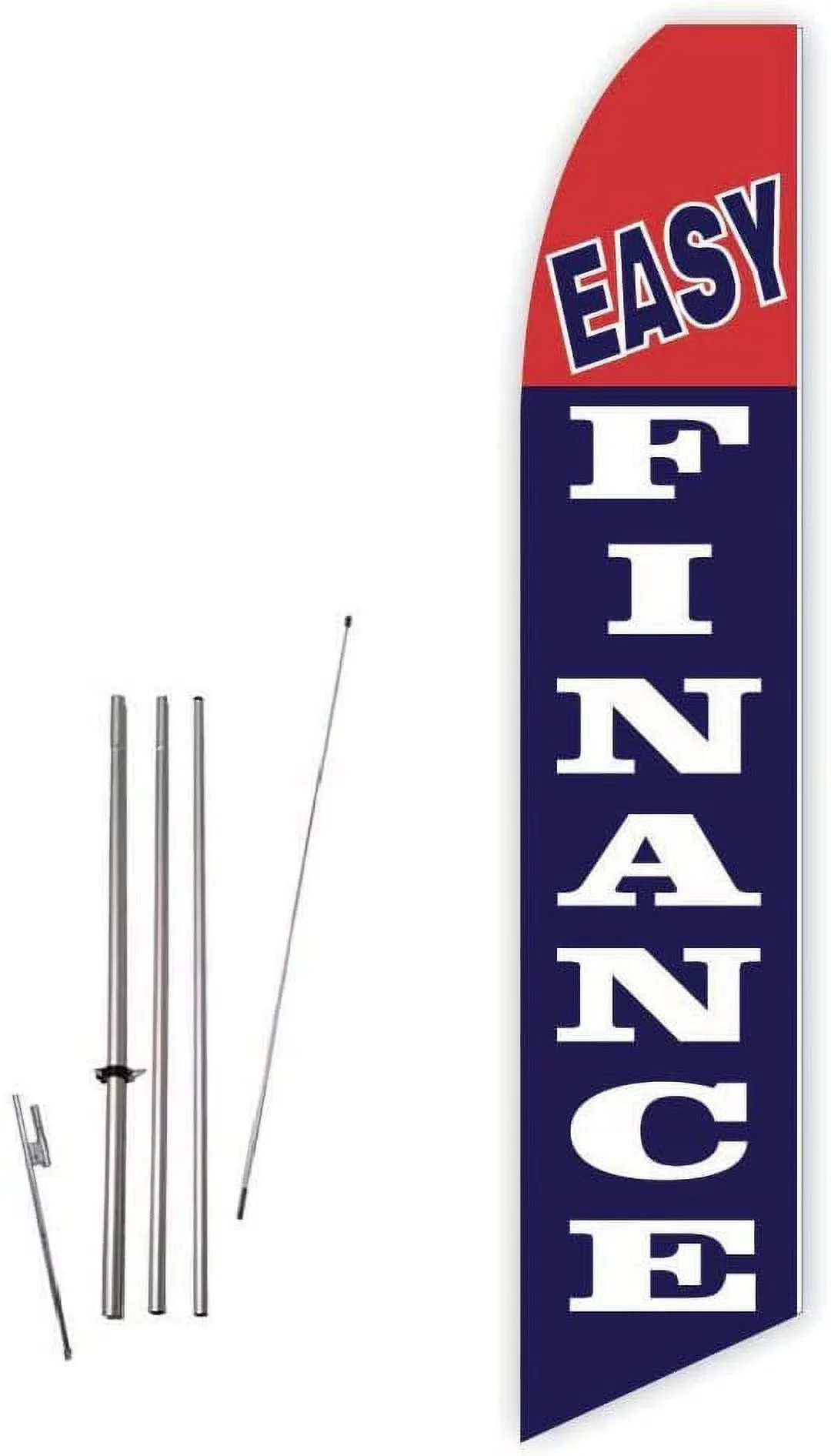 Easy Finance Blue Super Novo Feather Flag - Complete with 15ft Pole Set and Ground Spike