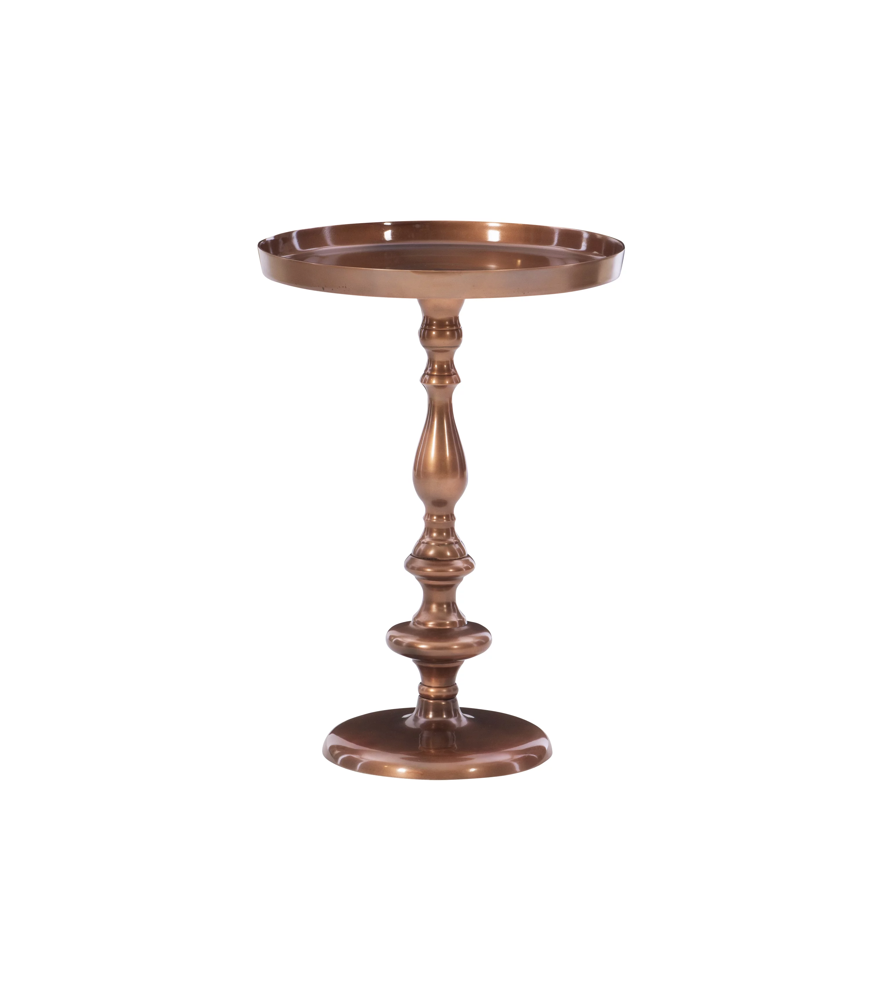 Wiggins Round Metal Pedestal Accent Side Table, Antique Copper