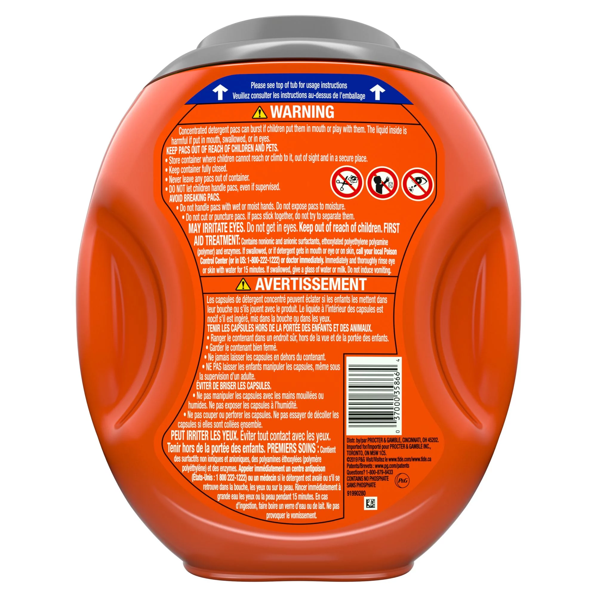 Tide Pods 4 in 1 Technology, Ultra Oxi Liquid, Laundry Detergent Pacs, 88 Count