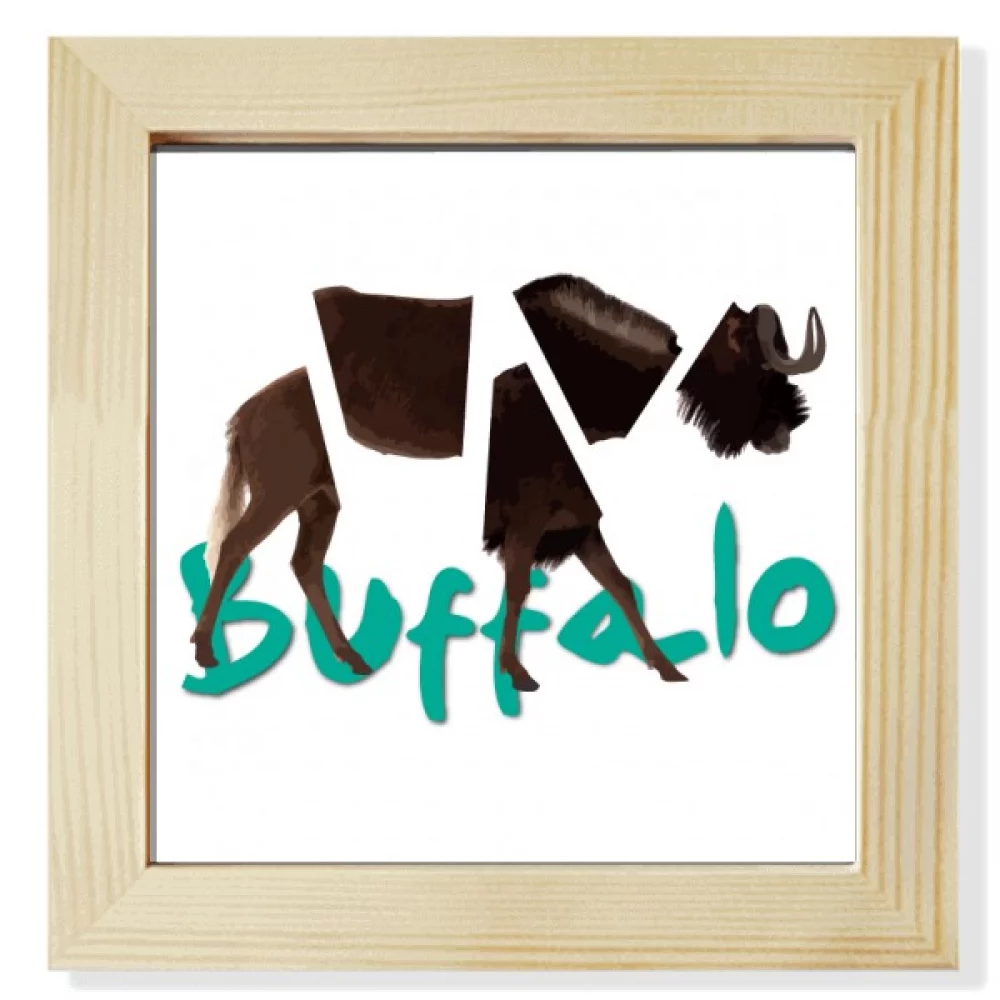 Buffalo Body Rips Horns Art Deco Fashion Square Picture Frame Wall Tabletop Display
