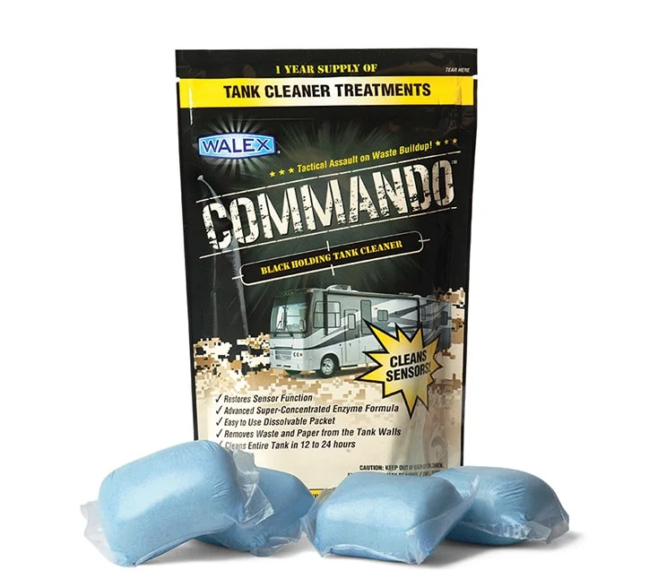 Walex Commando Black Holding Tank and Sensor Cleaner | 4-Pk | 1 Year Supply | Blue Ocean Mist