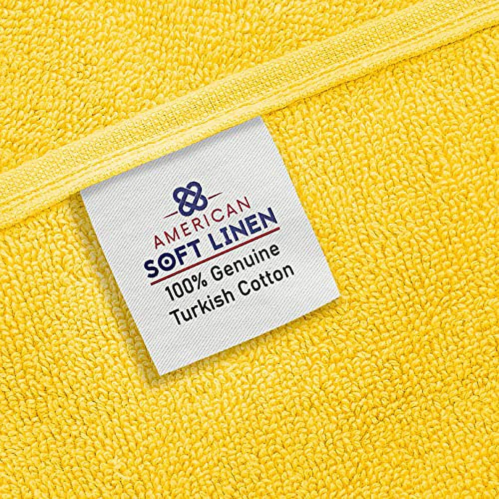 American Soft Linen 4 Piece 100% Turkish Cotton Washcloth Set, Lemon Yellow)