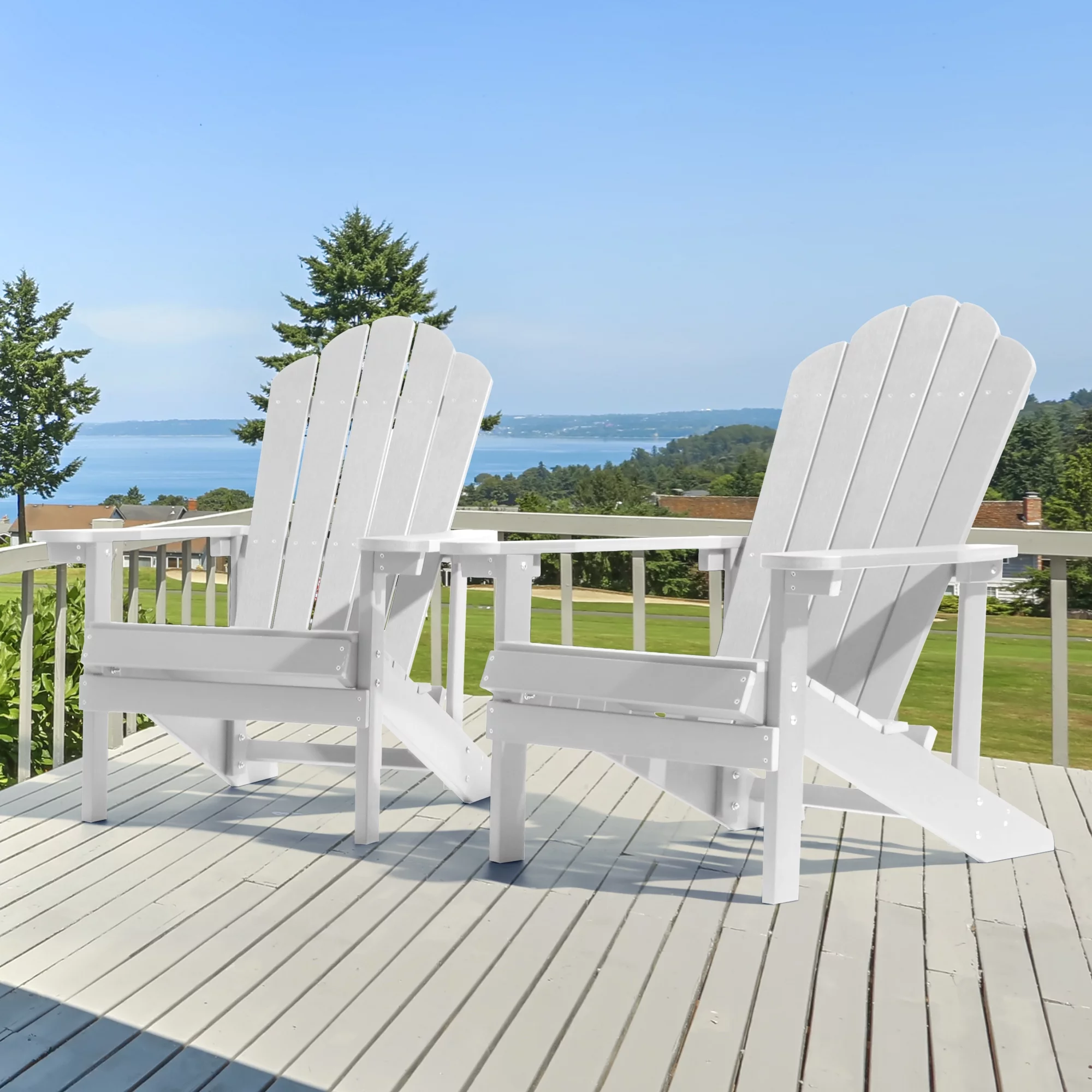ACEGOSES 2 Peaks Outdoor HIPS Adirondack Chairs Weather Resistant for Patio Garden, Backyard, Patio and Indoors,White