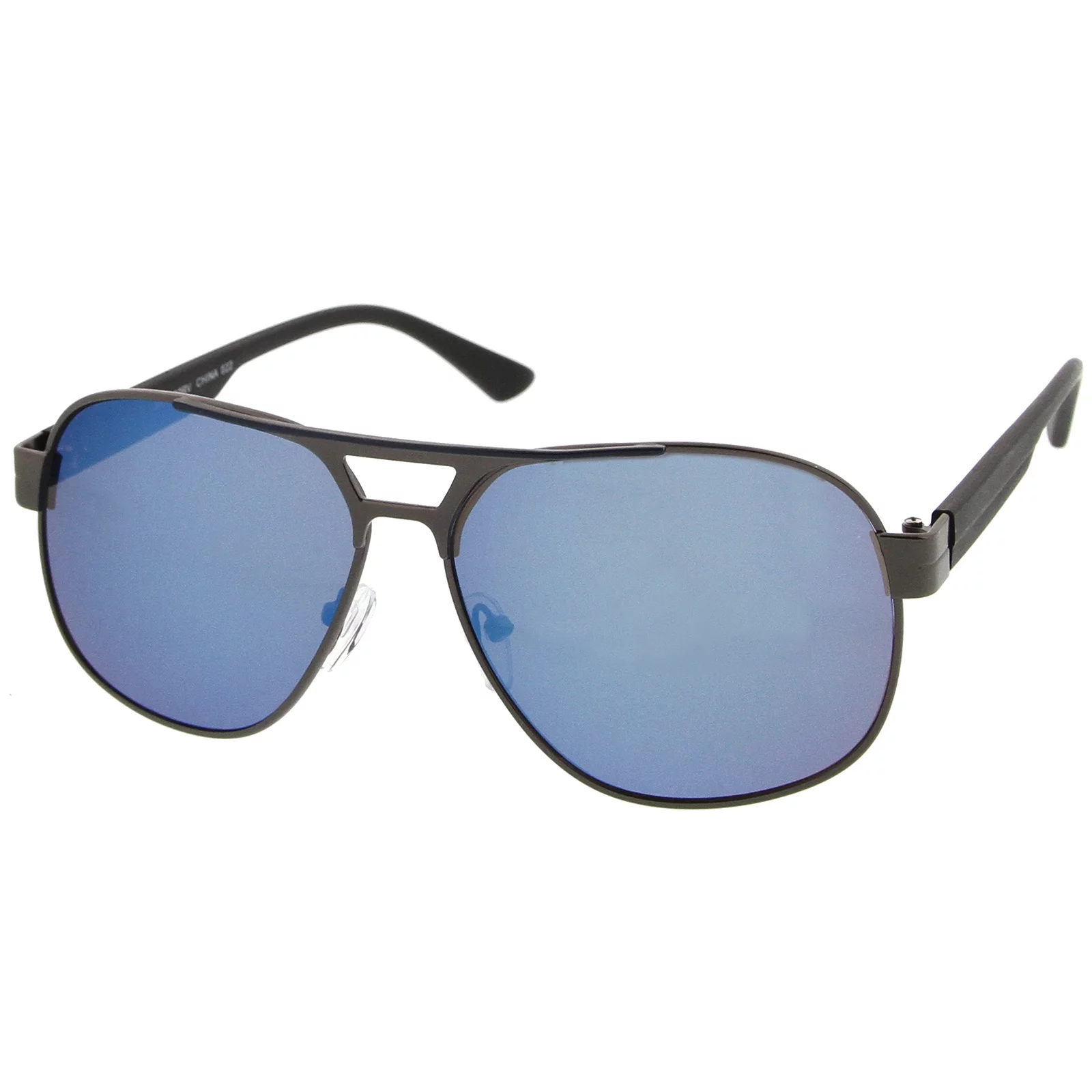 sunglassLA - Modern Flat Top Crossbar Mirror Lens Metal Square Aviator Sunglasses - 59mm