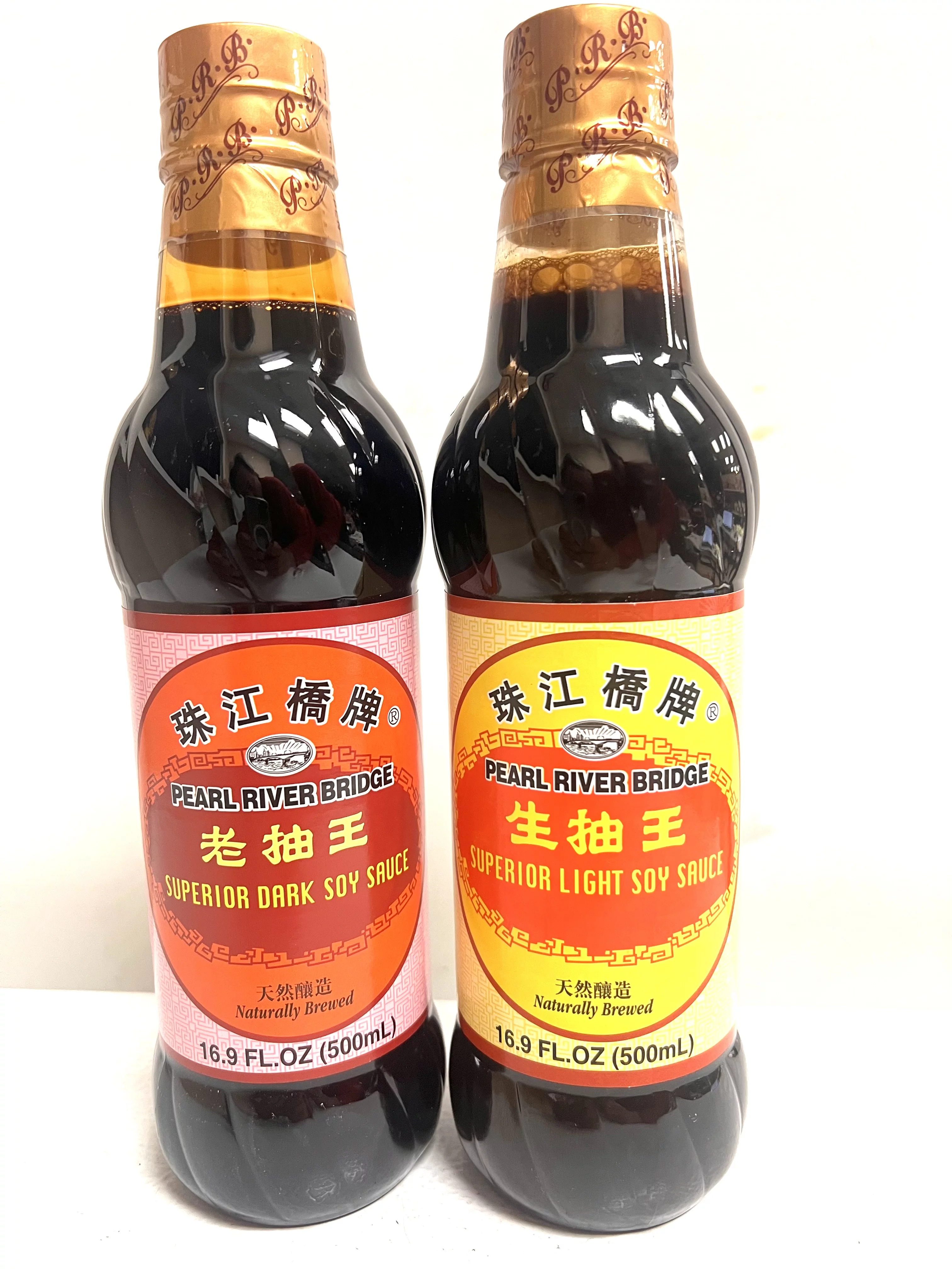Superior Dark and Light Soy Sauce | 16.9 oz Each | Pearl River Bridge | Naturally Brewed (Pack of 2)