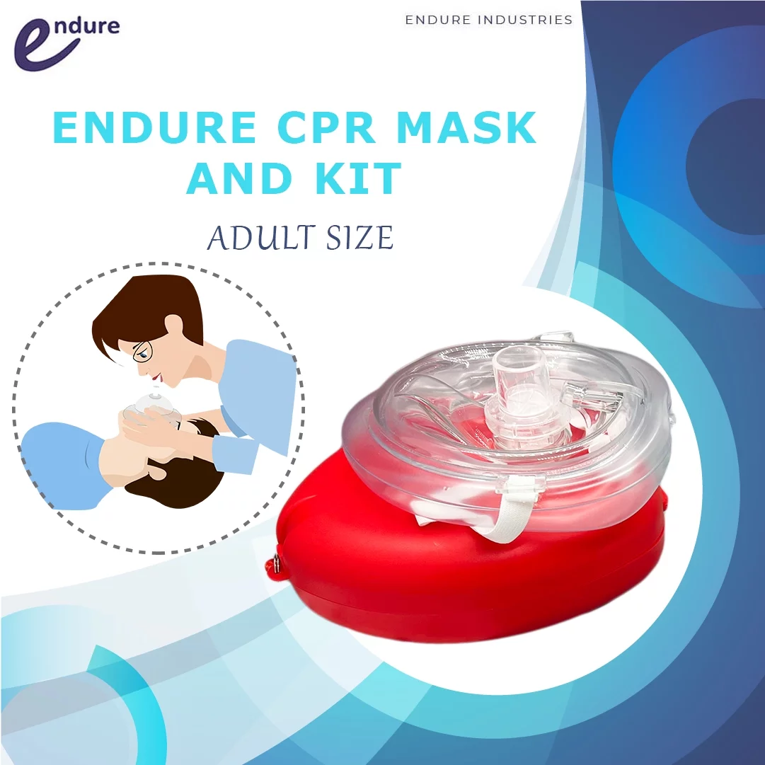 Endure Adult CPR Mask and Kit, 3 Pack of First Responder Kit in a Red Soft Case with Mask, Two PVC Gloves and Two Alcohol Prep Pads (3)