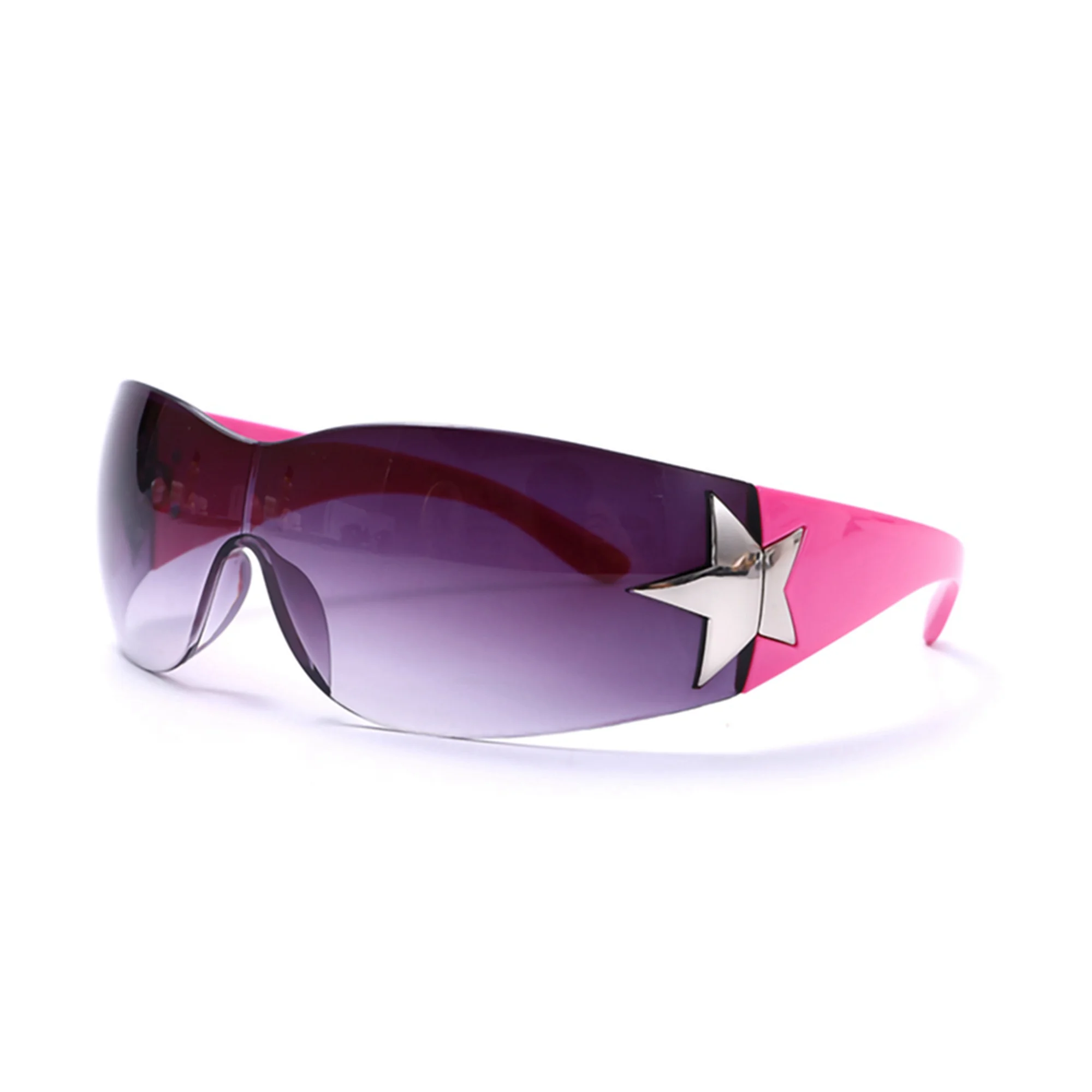 Y2k Vintage Punk Sunglasses For Women And Men Oversized Frameless Motorcycle Sunglasses