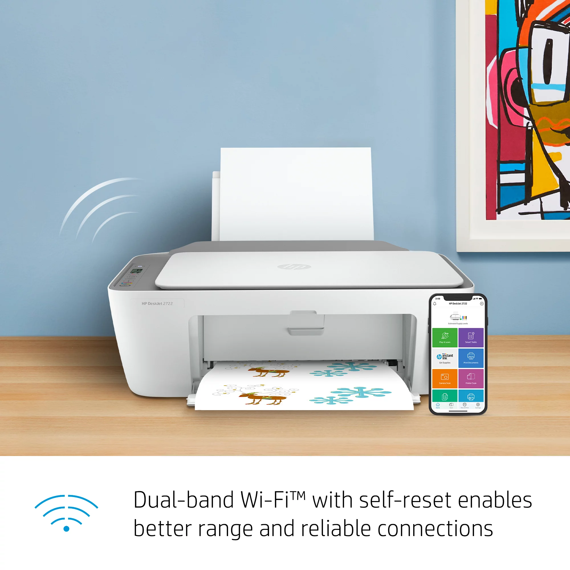 HP DeskJet 2722 All-in-One Printer, White