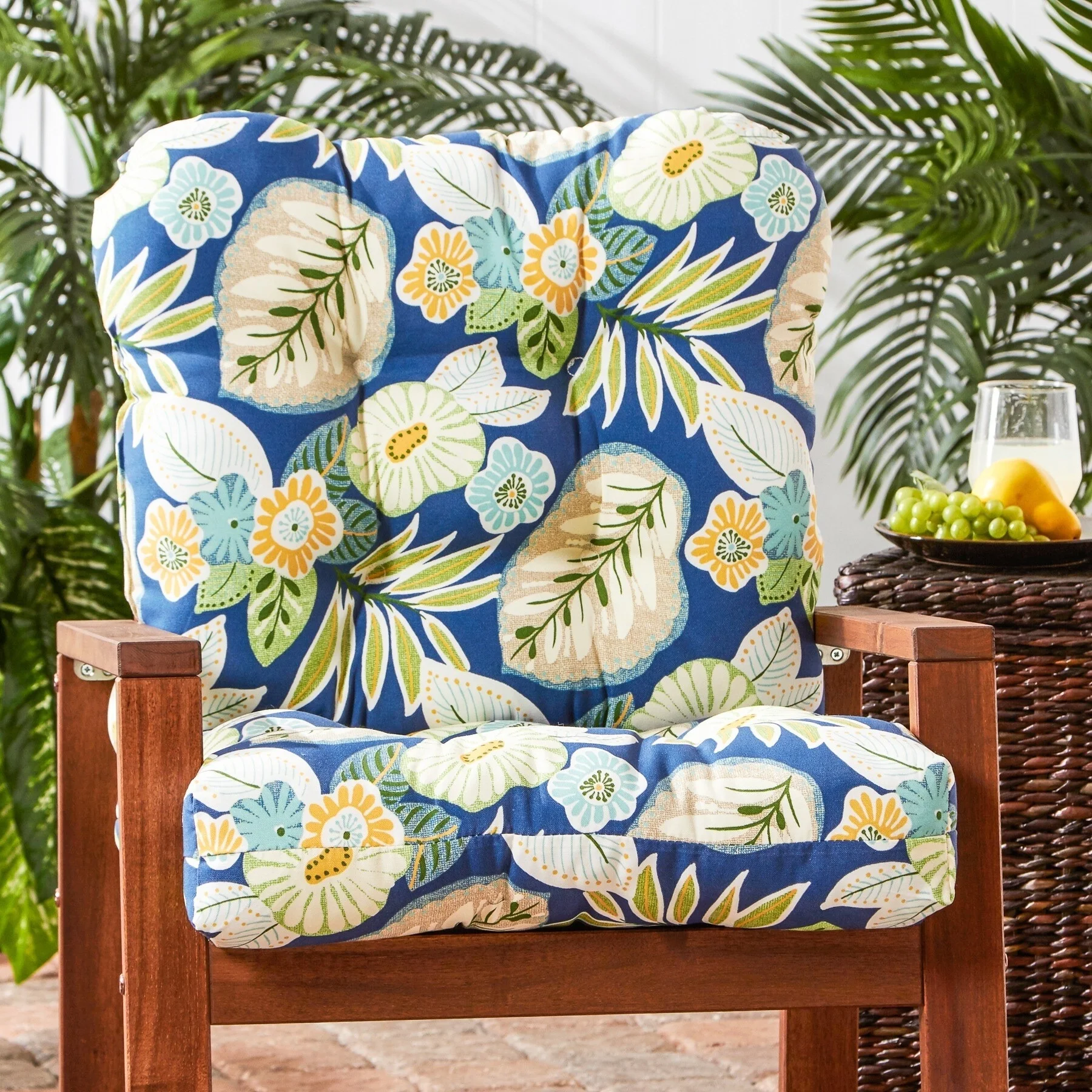 Greendale Home Fashions Marlow Floral Outdoor 21-inch x 42-inch Seat/Back Chair Cushion (Cushion Only)