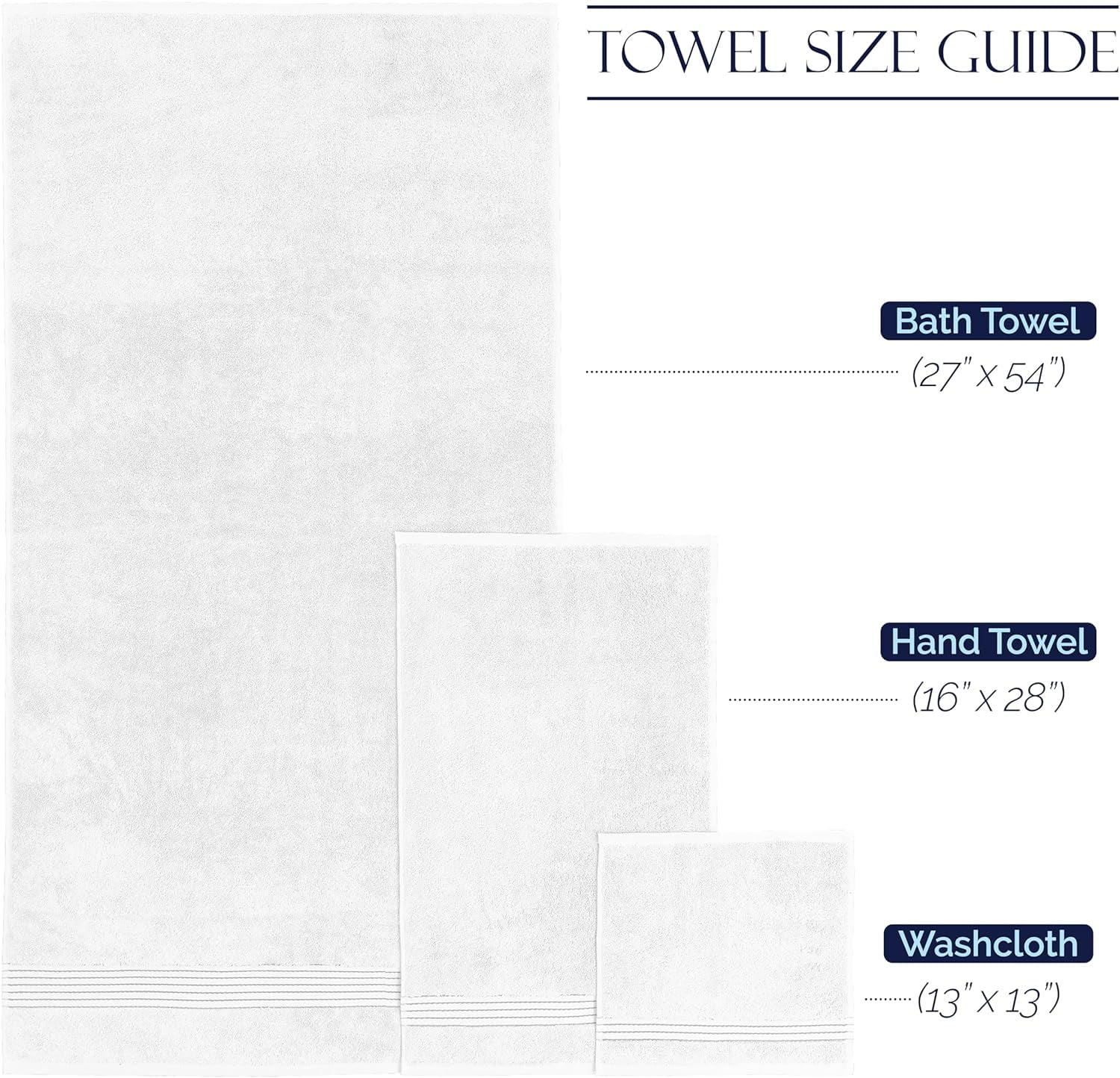 Elegant Comfort Cotton 6-Piece Towel Set Cotton Bathroom, White/Gray