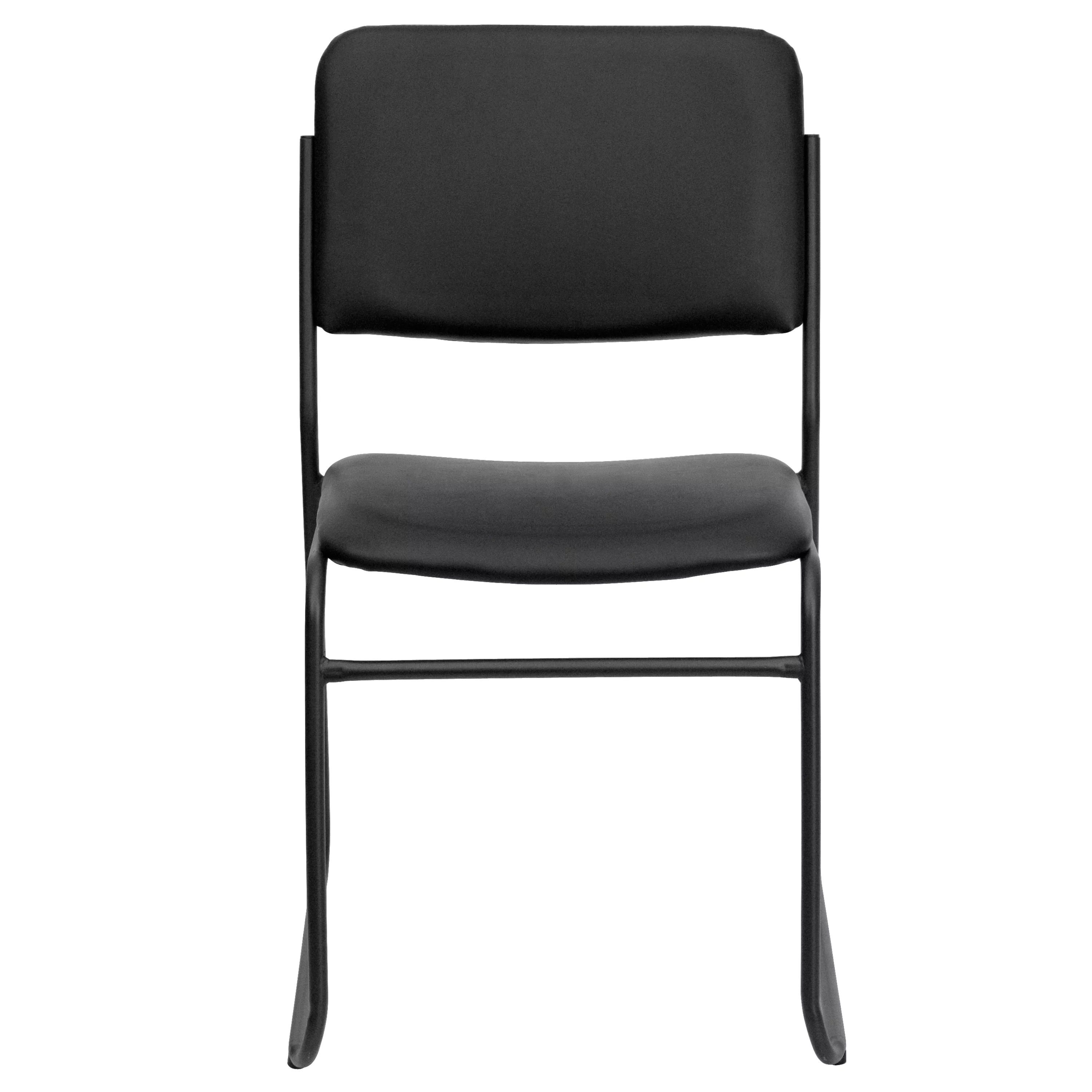 Emma + Oliver 500 lb. Capacity High Density Black Vinyl Stacking Chair