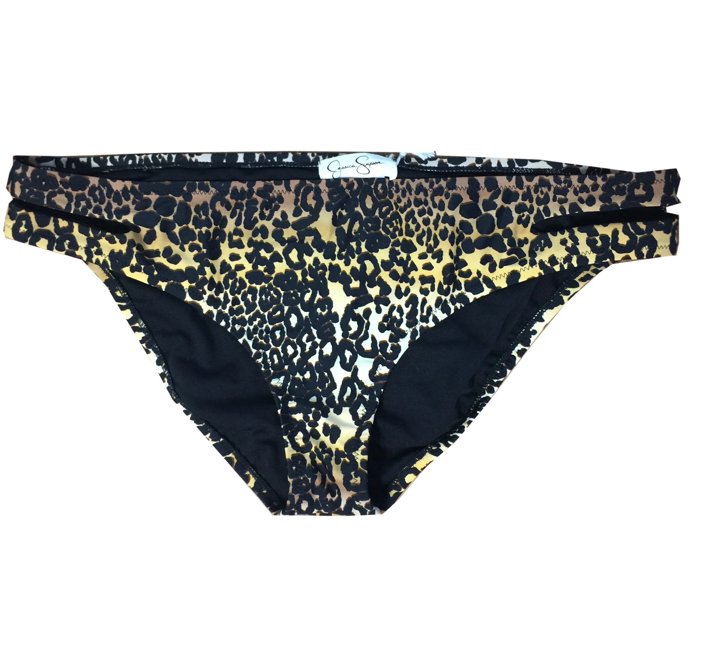 Jessica Simpson Women's Leopard Print Cut Out Swim Bikini Bottoms, Brown, XL