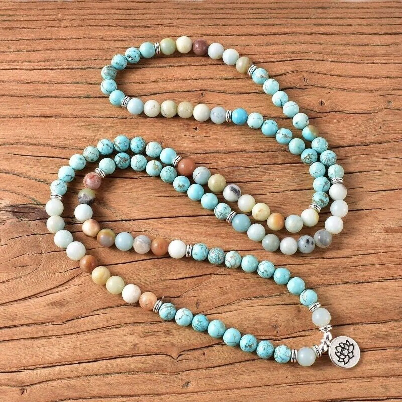 Amazonite 108 Mala Beads Prayer Healing Meditation Reiki Necklace Bracelet Gifts