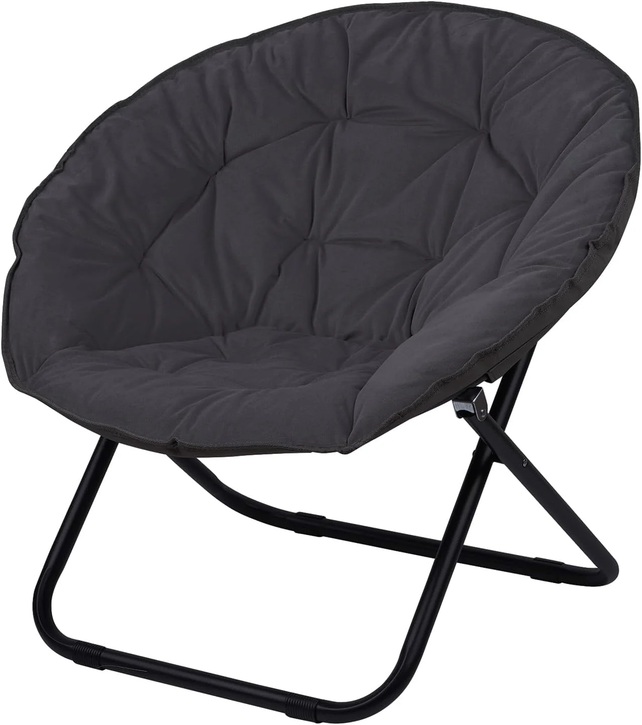 GOJOOASIS Foldable Moon Saucer Chair Comfy Cozy Round Saucer Chair Faux Fur for Bedroom Dorm