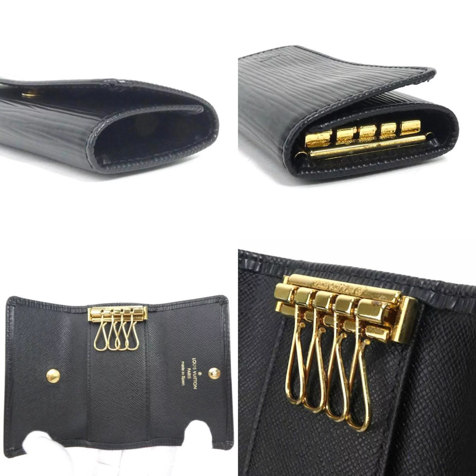 Pre-Owned Louis Vuitton LOUIS VUITTON Key Case Epi Multicle 4 Leather Noir Men's M63822 r9609f (Good)