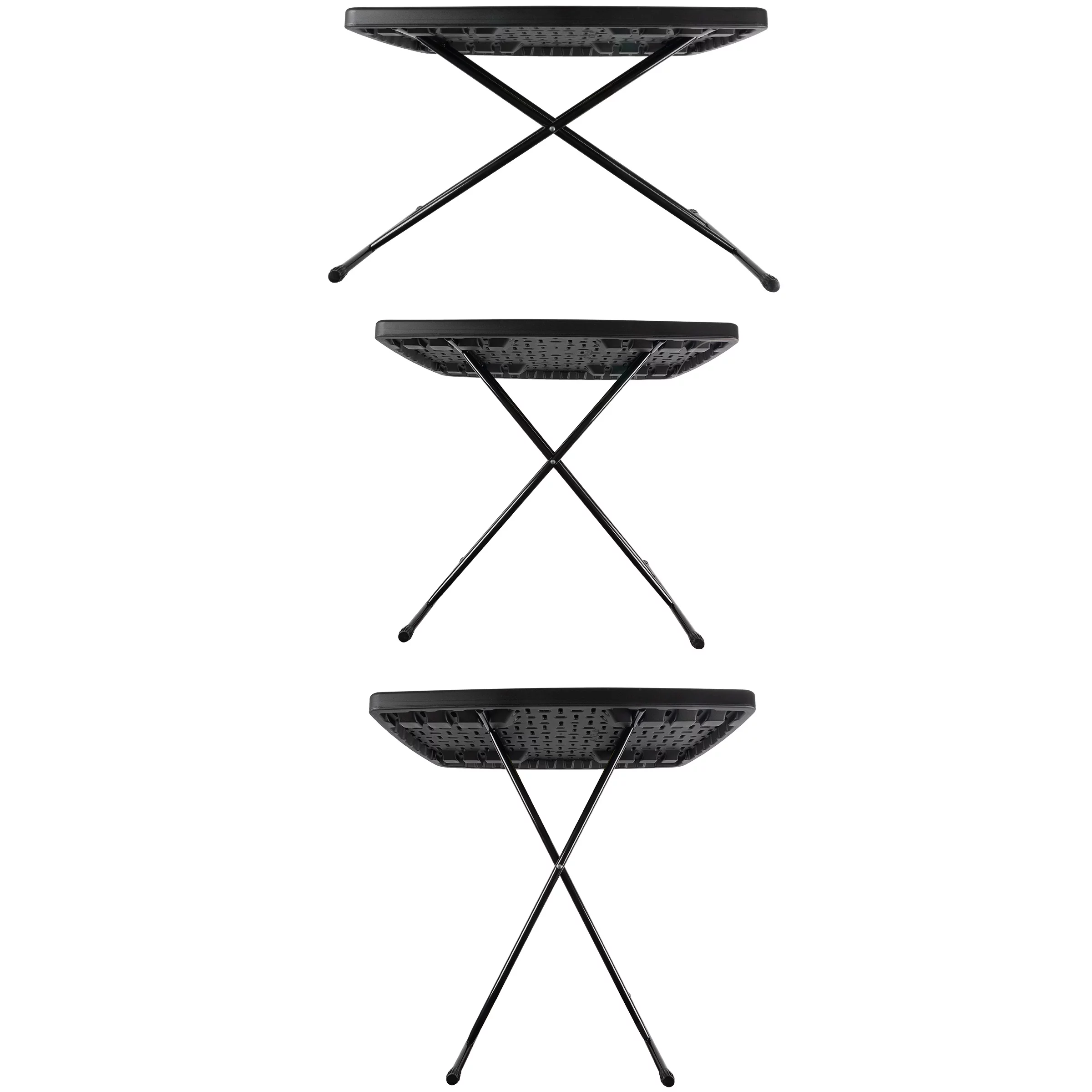 Everyday Home Adjustable Folding Table for Camping, Cards and Crafts, Black