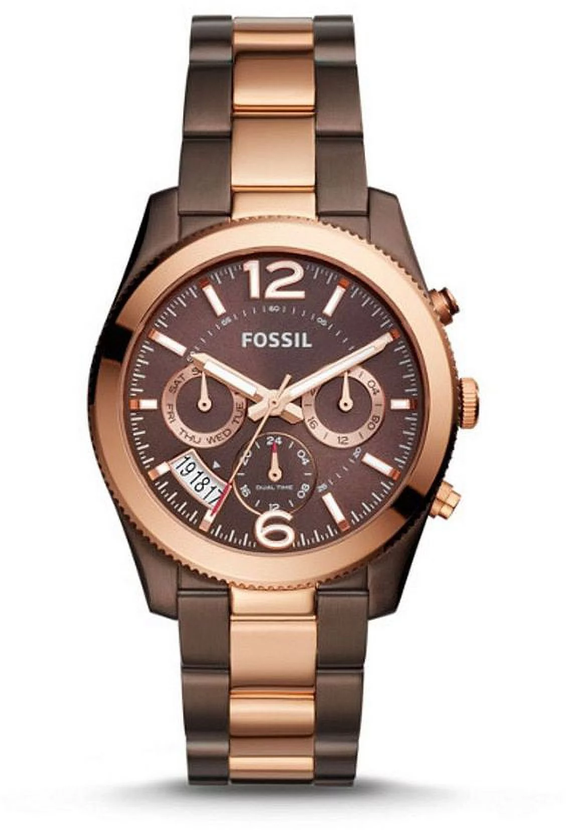 Women's Fossil Perfect Boyfriend Multifunction Brown Steel Watch ES4284
