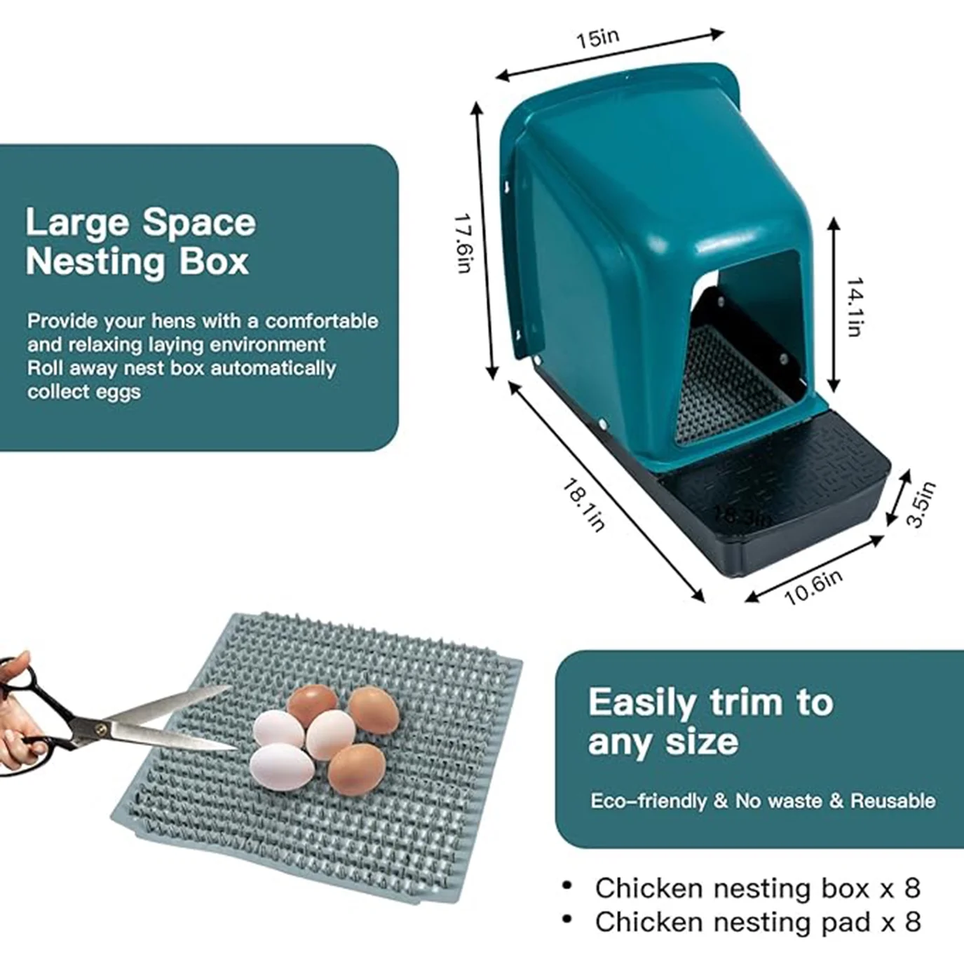 8 Pack Chicken Nesting Boxes Chicken Laying Boxes with Perch Roll Out Nesting Boxes Heavy Duty Nesting Box for Chicken Coop Roll Away Nest Box Large