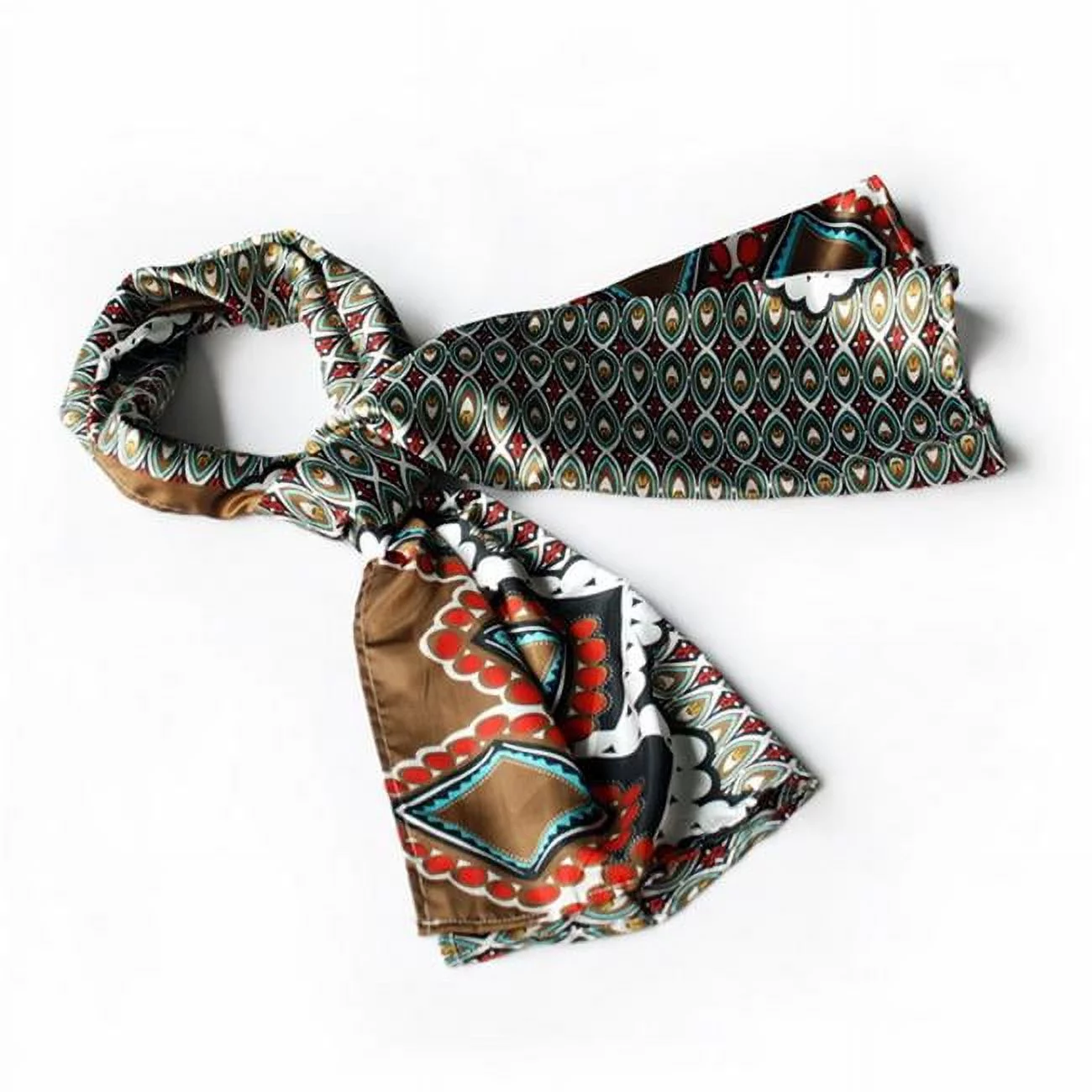 Blancho Brown Tone Fantastic Multi-Patterns Chic Natural Soft Silky Scarf/Wrap/Shawl - Small
