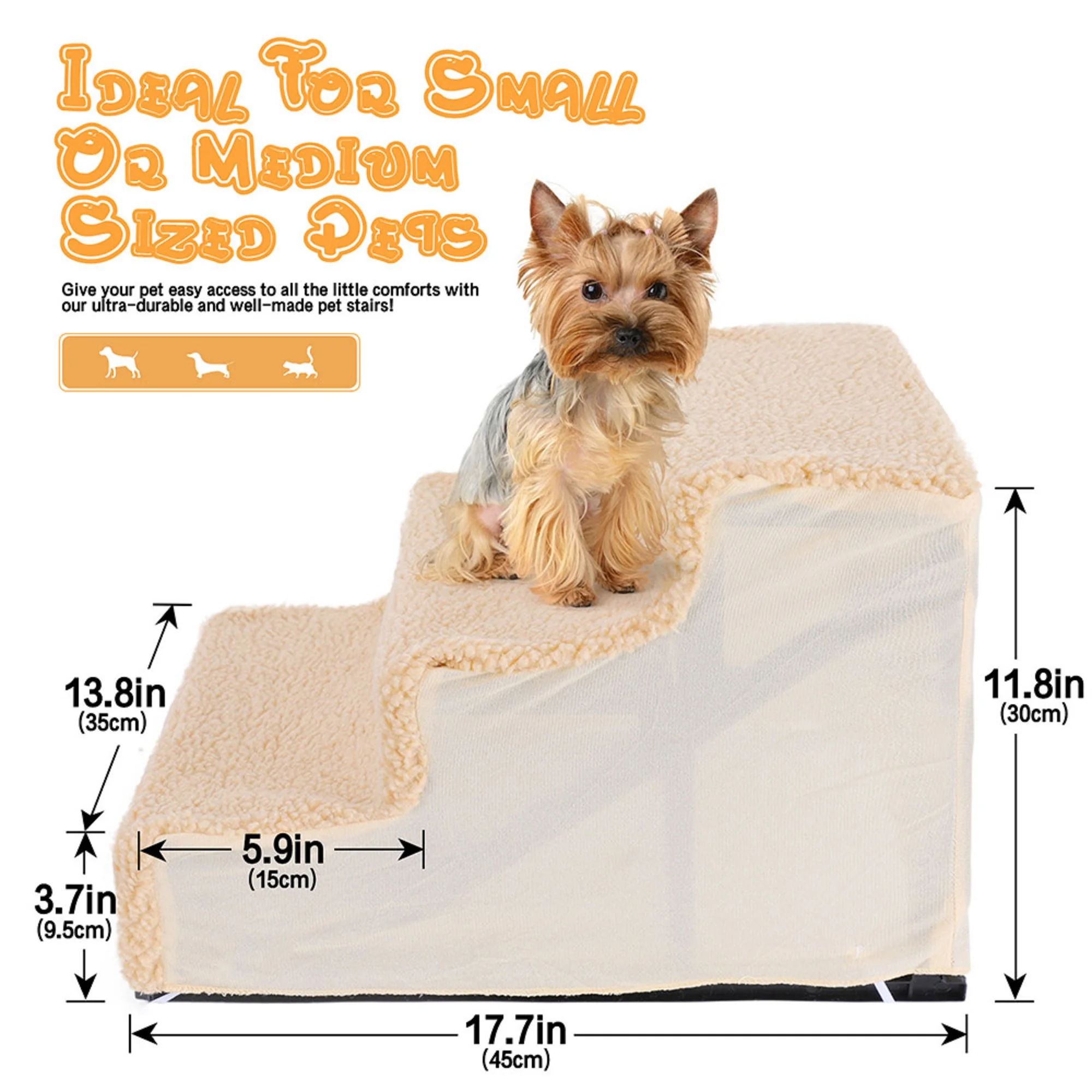 3-Step Dog Steps for Beds, Pet Stairs for Small Dogs, Non-Slip Plastic Dog Ramp12