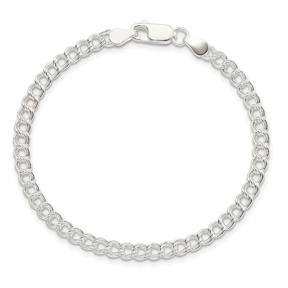 Auriga Fine Jewelry 925 Sterling Silver 4.25mm Double Link Charm Bracelet 6 inch for Women