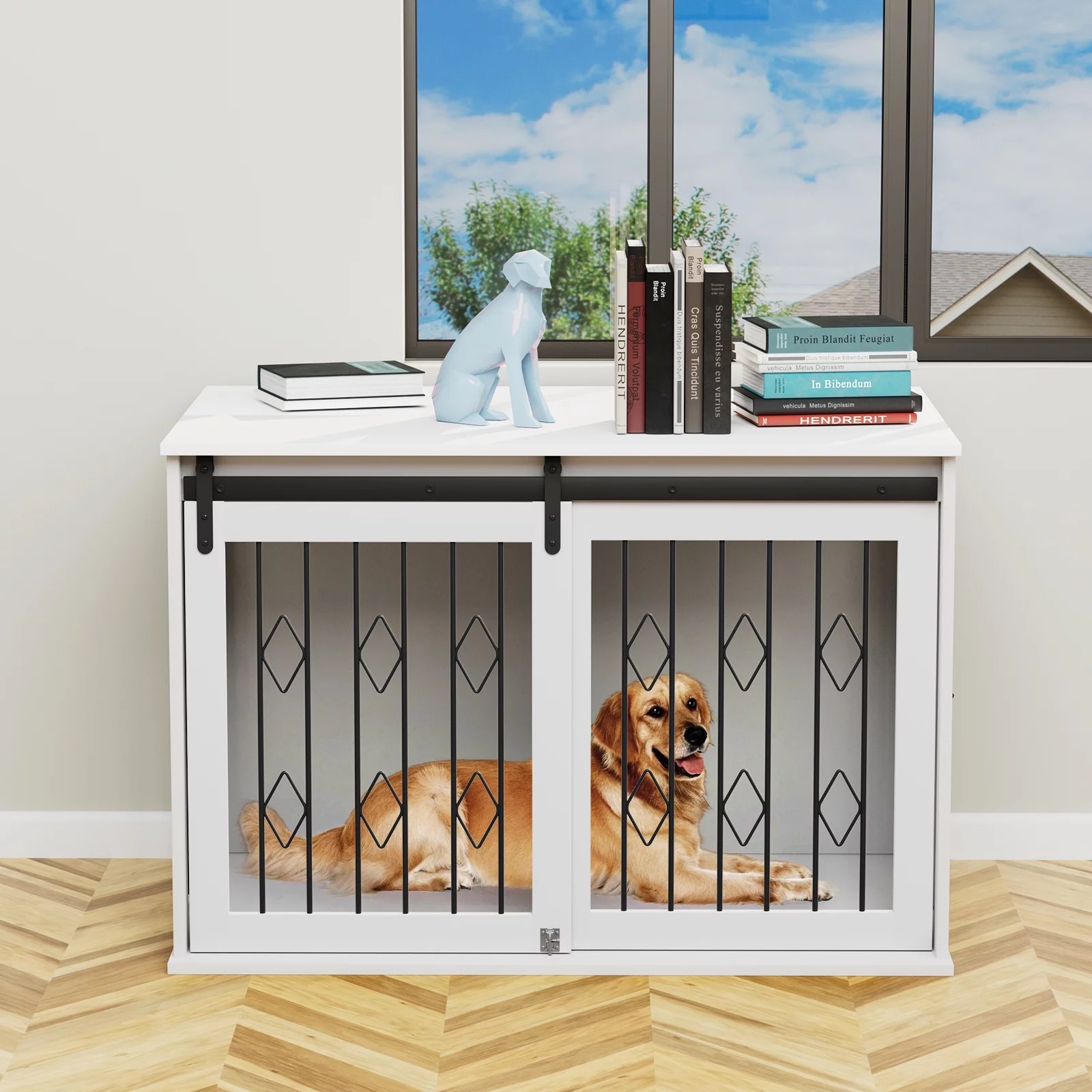 Increkid 39 in Dog Crate, Large Dog Crate Indoor Heavy Duty Kennel W/ Flip-top & Divider Room