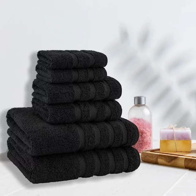 American Soft Linen Black Towel Set 100% Turkish Cotton Towels for Bathroom 6 Piece