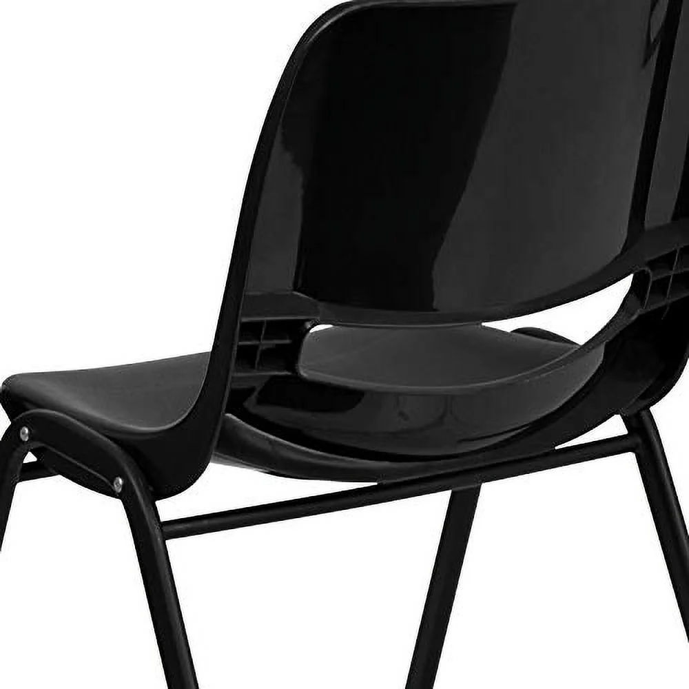 EMMA + OLIVER Kid's Black Ergonomic Shell Stack Chair - Black Frame and 12