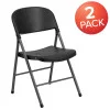 Emma + Oliver 2 Pack 330 lb. Capacity Black Plastic Folding Chair with Charcoal Frame