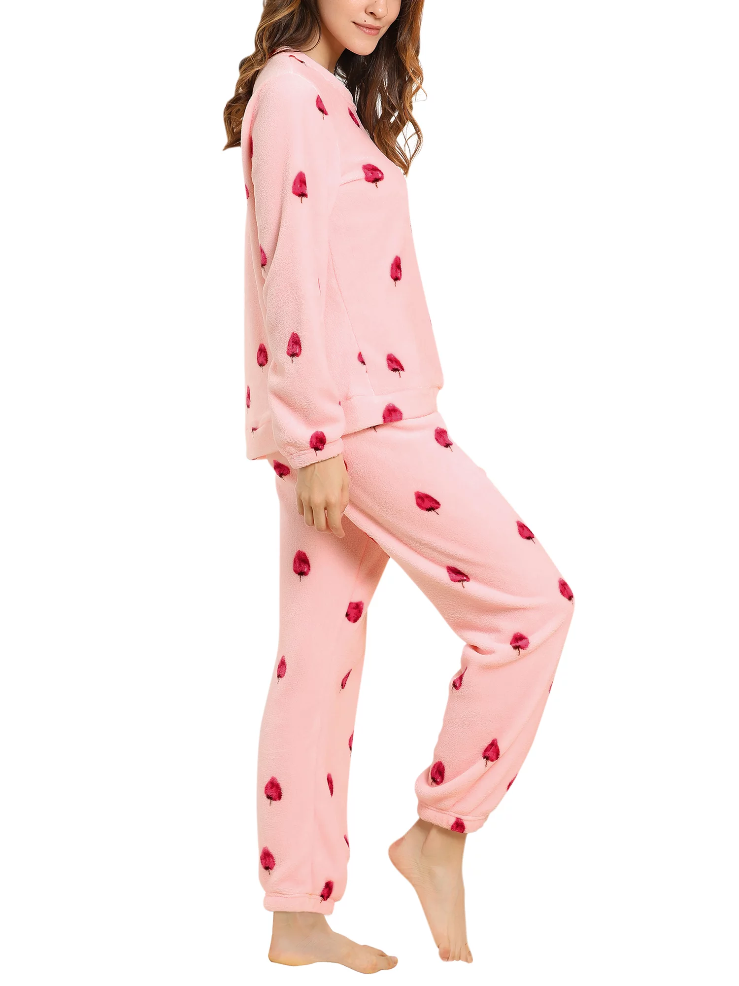 Allegra K Women's Winter Flannel Pajama Sets Long Sleeve Loungewear