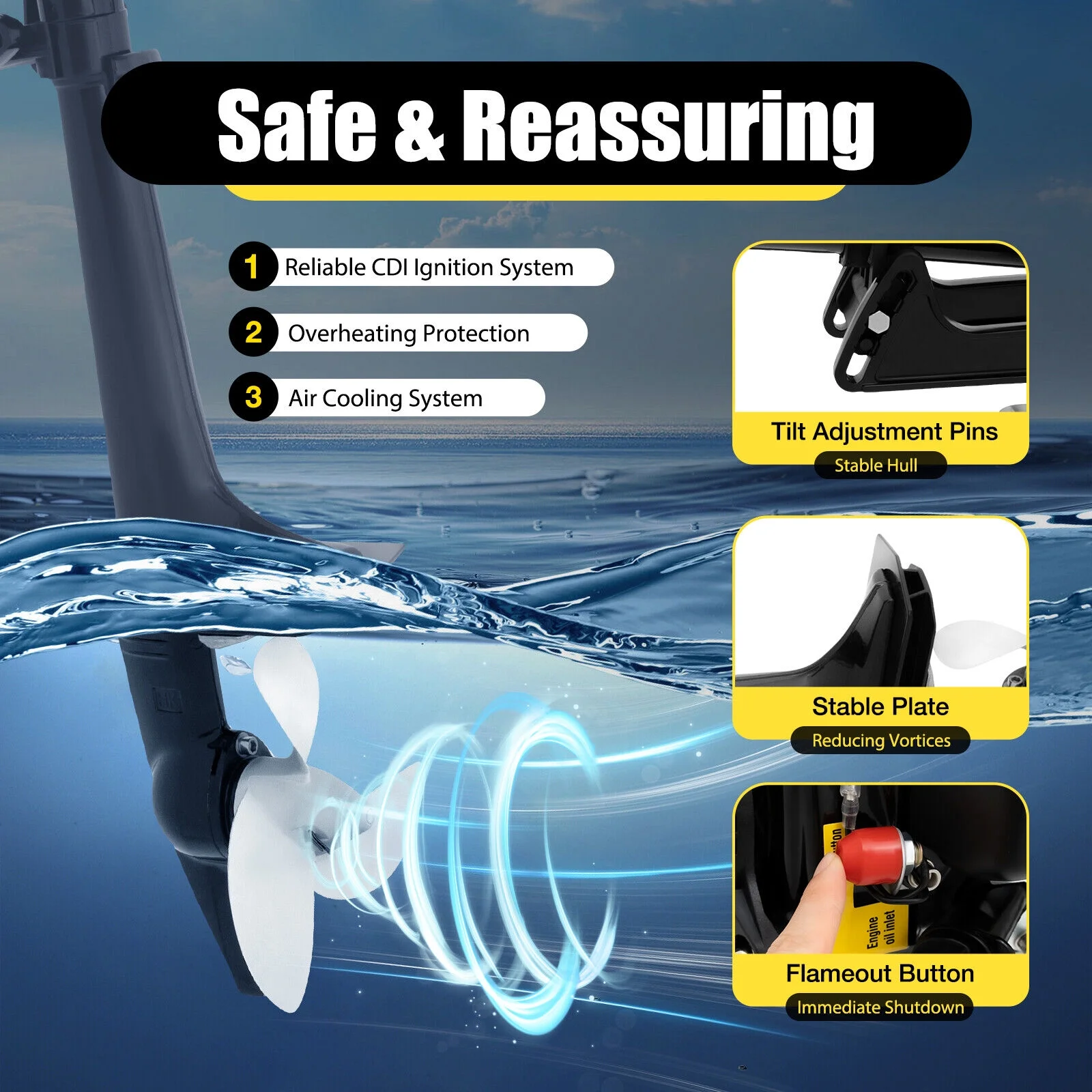 4HP 4 Stroke Outboard Motor Fishing Boat Engine with Air Cooling System CDI