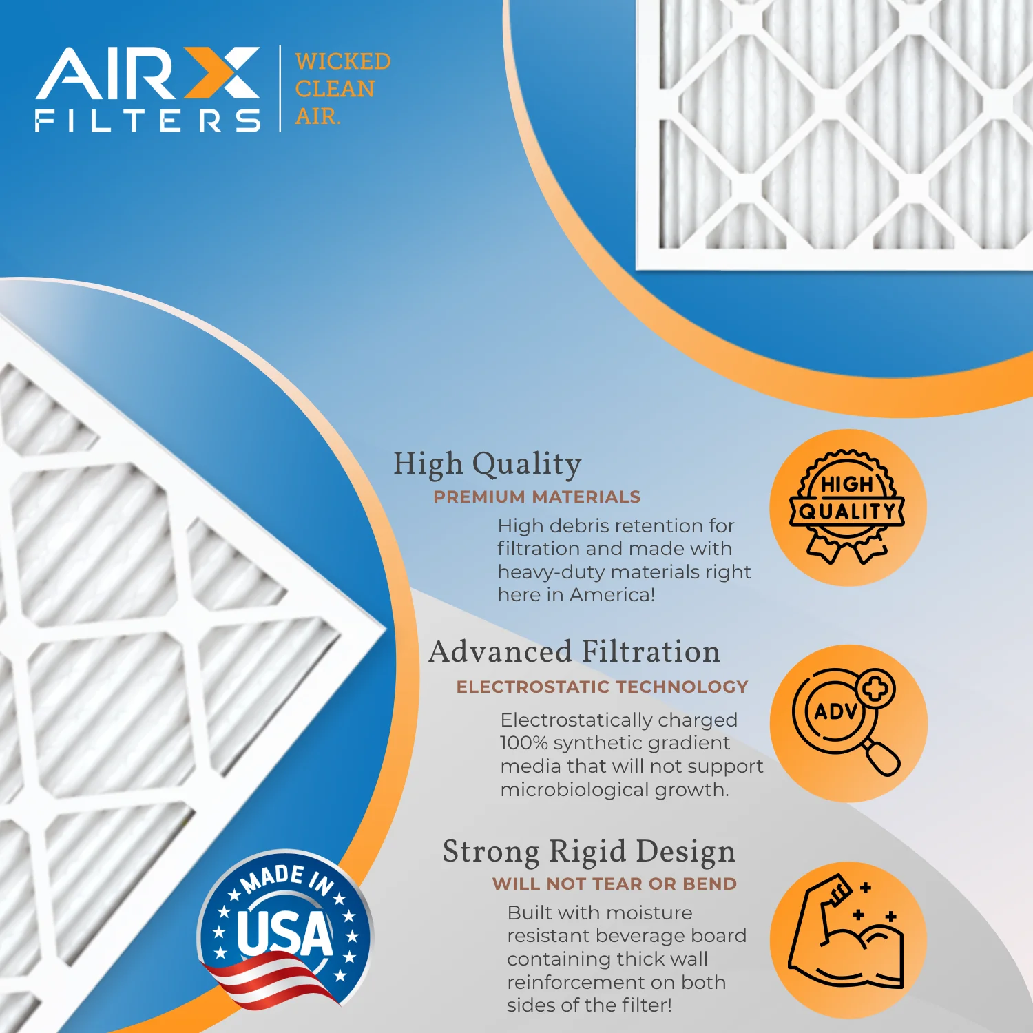 13x21.5x1 Air Filter MERV 11 Comparable to MPR 1000, MPR 1200 & FPR 7 Electrostatic Pleated Air Conditioner Filter 6 Pack Premium USA Made 13x21.5x1 Furnace Filters by AIRX FILTERS WICKED CLEAN AIR.