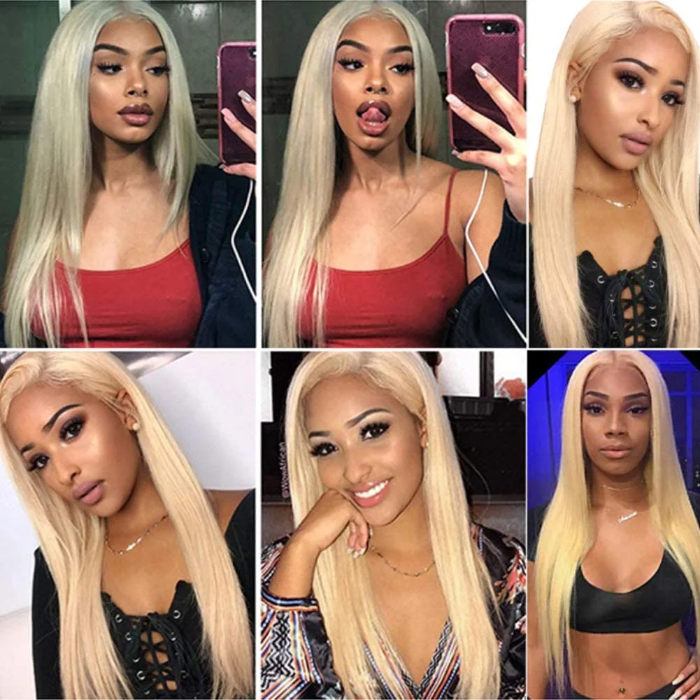 613 Blonde 3 Bundles Human Hair Straight Hair Brazilian Blonde Human Hair Bundle 100% Virgin Remy Hair Bundles Human Hair Extensions