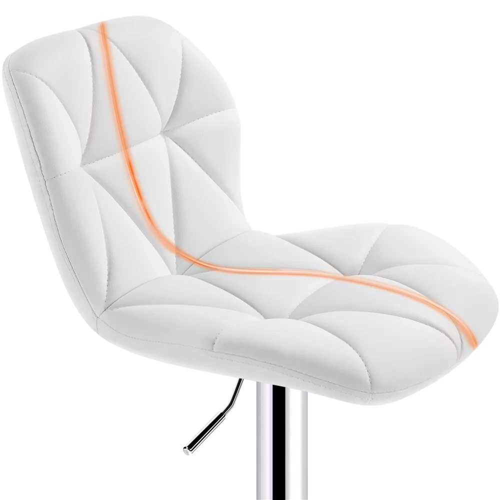 Yaheetech 2pcs Adjustable Modern PU Leather Bar Stools with Backrest for Home Kitchen, White