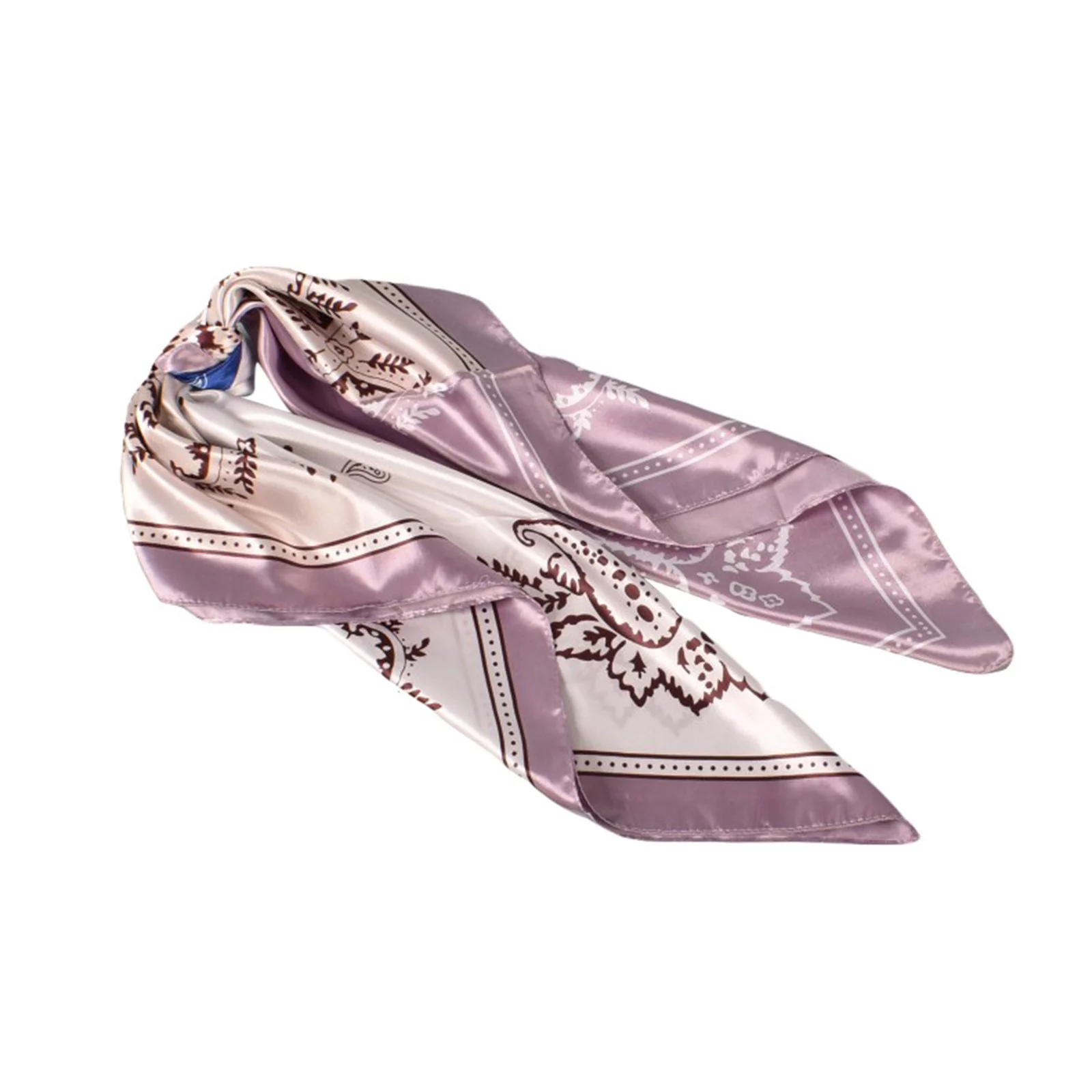 Womens Spring Summer Prints Satin Cashew Flower Prints Square Scarf Bag Scarf