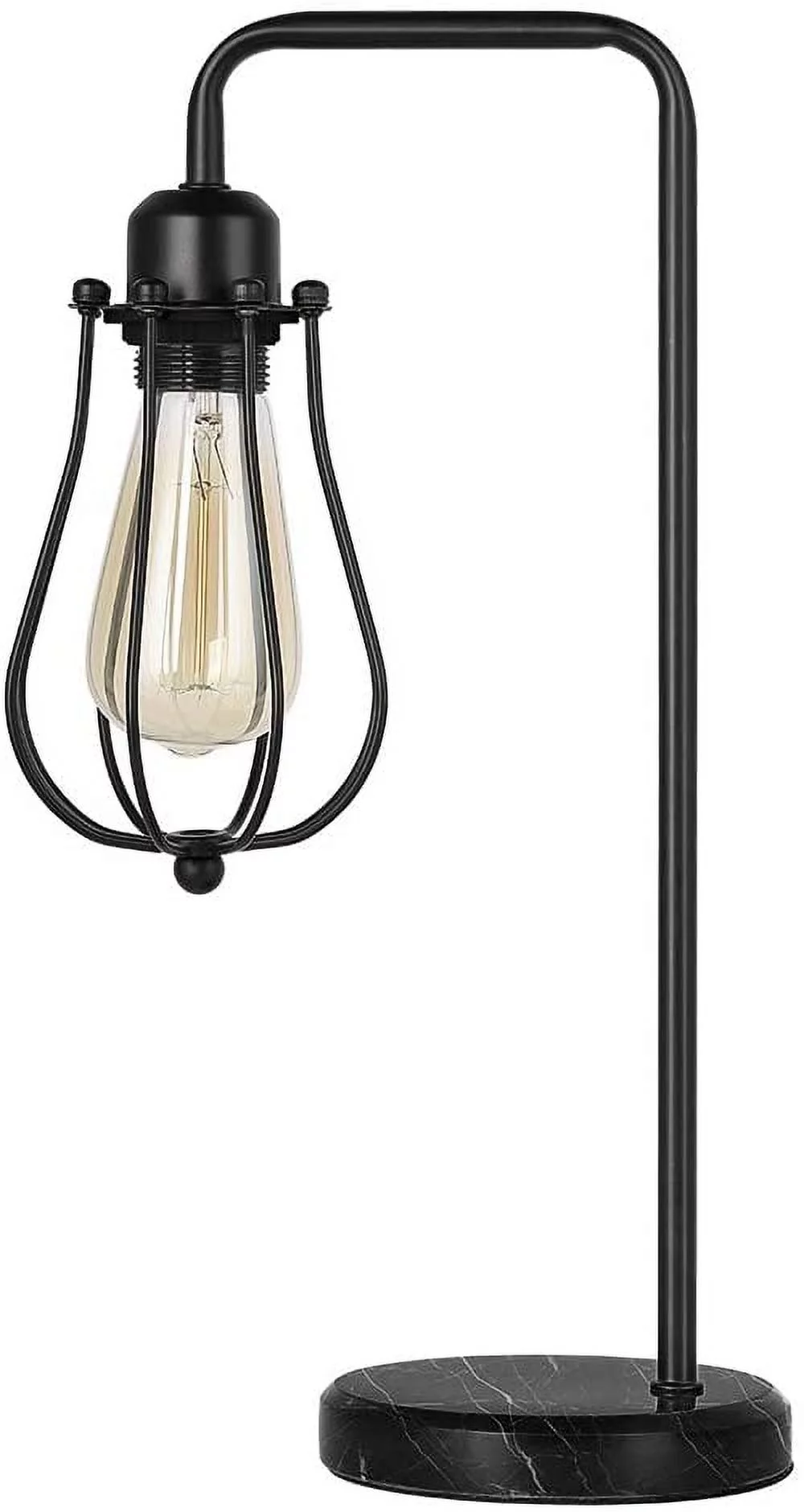 Modern Table Lamp, Industrial Nightstand Lamp with Marble Base Black Lamp