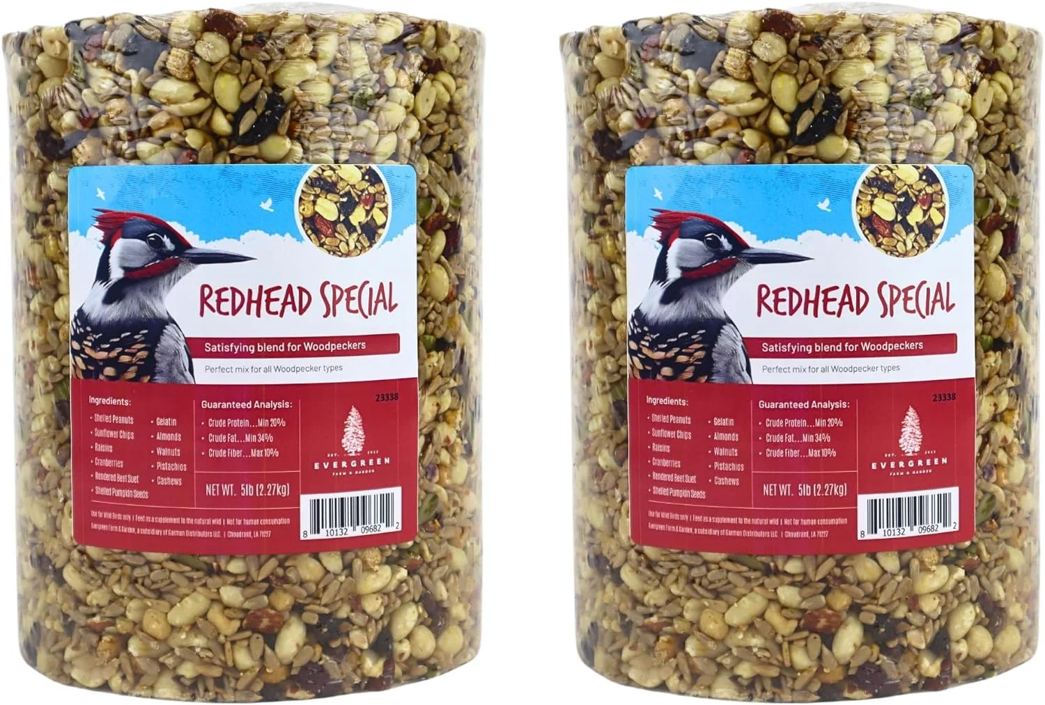 Evergreen Farm and Garden Bird Seed Cylinders - (2 Large Cylinders, Redhead Special)
